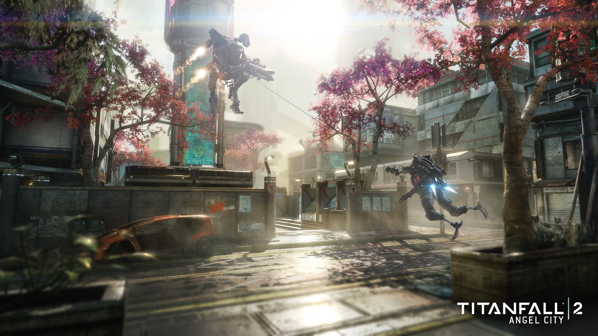 Titanfall 2 Angel City mecha fight HD Wallpaper