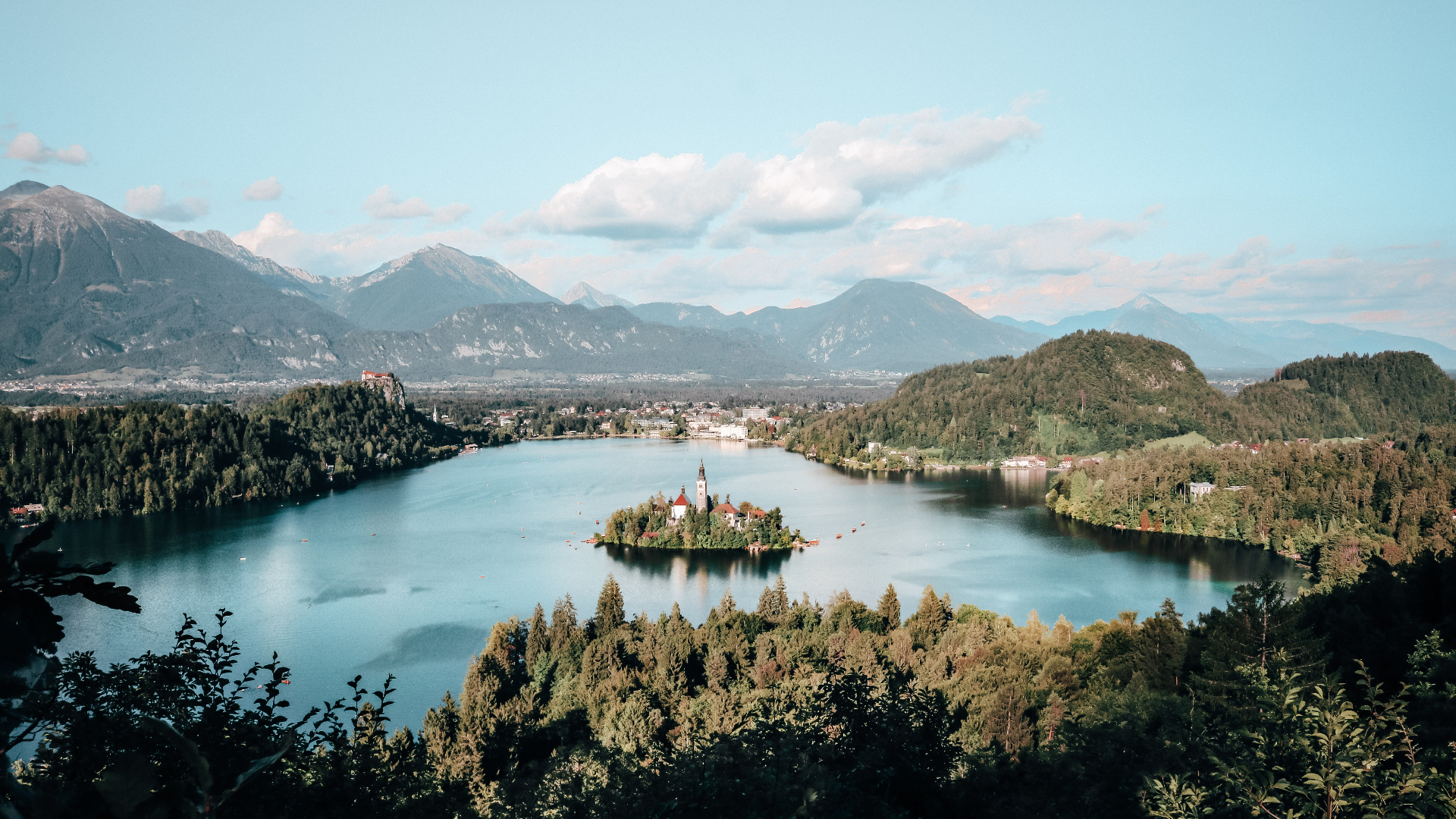 Lake Bled with Island Church and Mountains, Slovenia HD Wallpaper