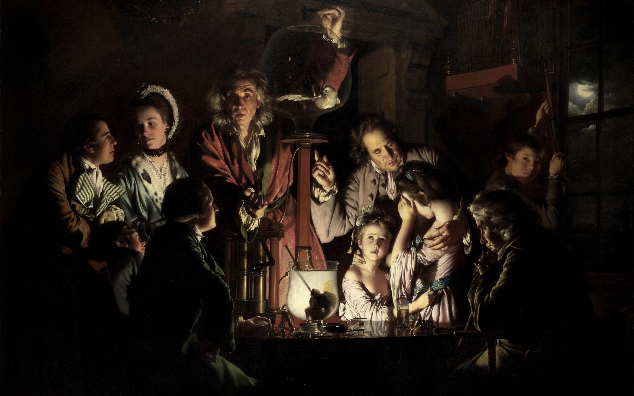 An Experiment on a Bird in the Air Pump by Joseph Wright HD Wallpaper