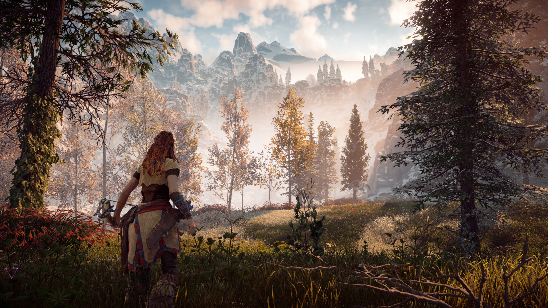 Aloy from Horizon Zero Dawn in a forest HD Wallpaper