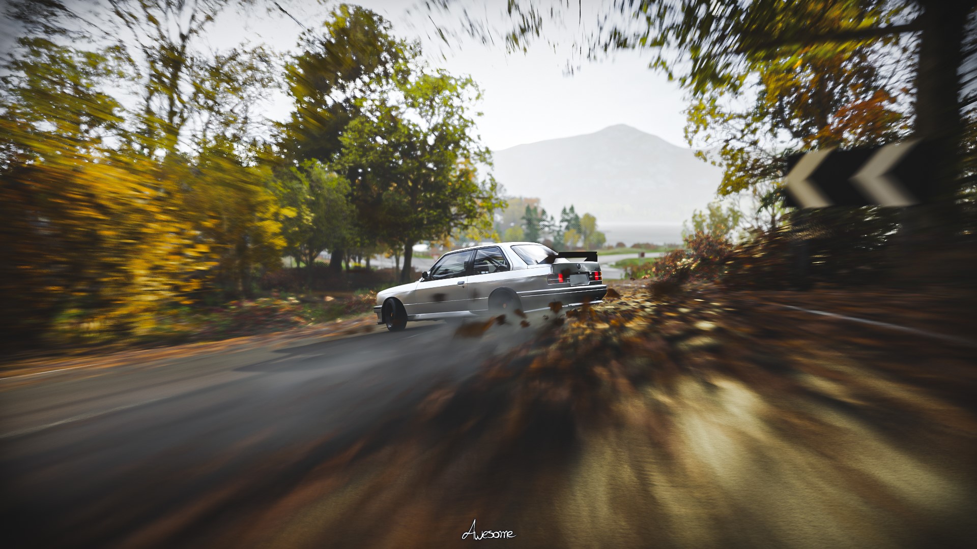 BMW M3 E30 drifting on a road in Forza Horizon 4 HD Wallpaper