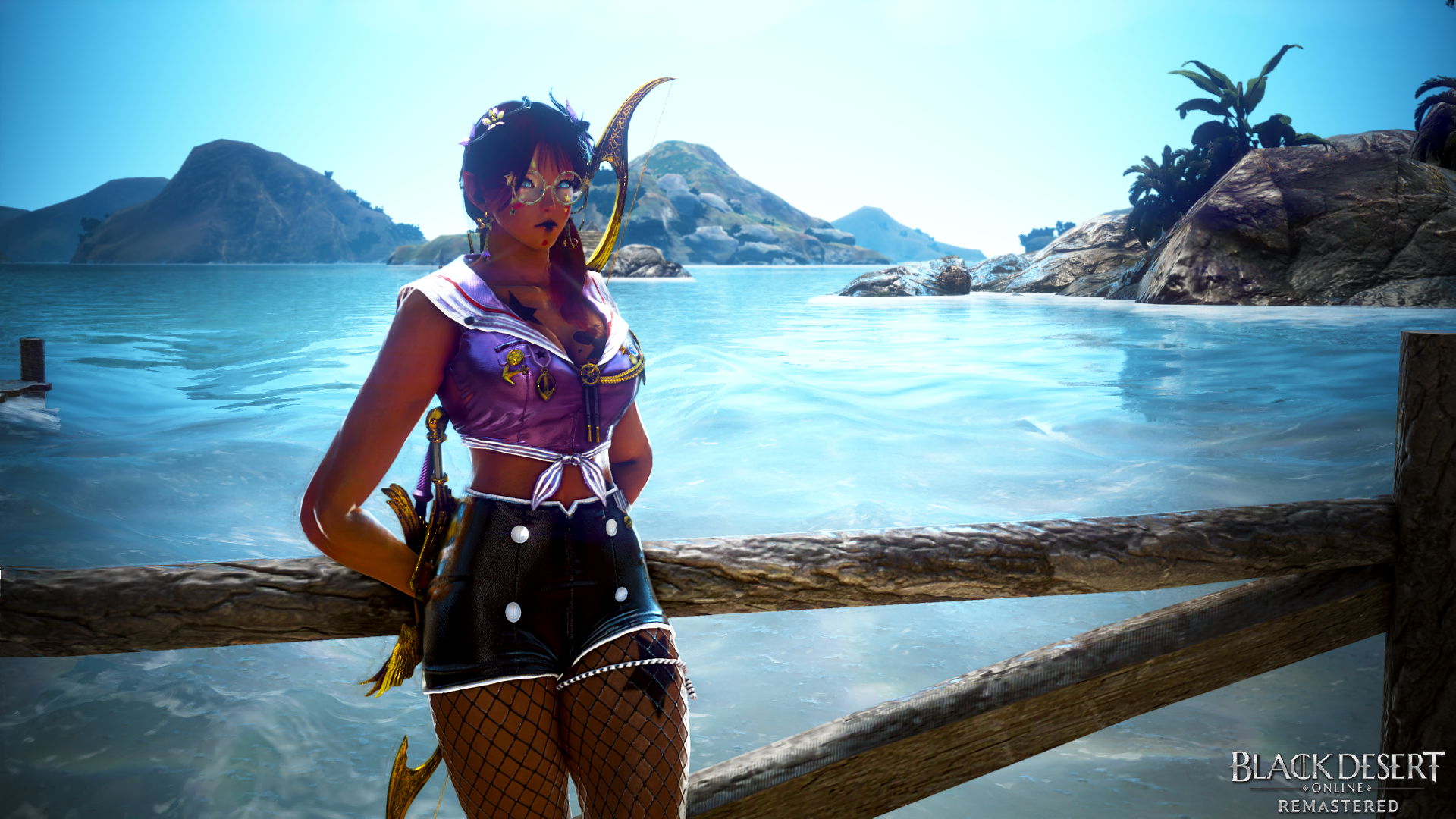 Woman in sailor outfit by the sea in Black Desert Online HD Wallpaper