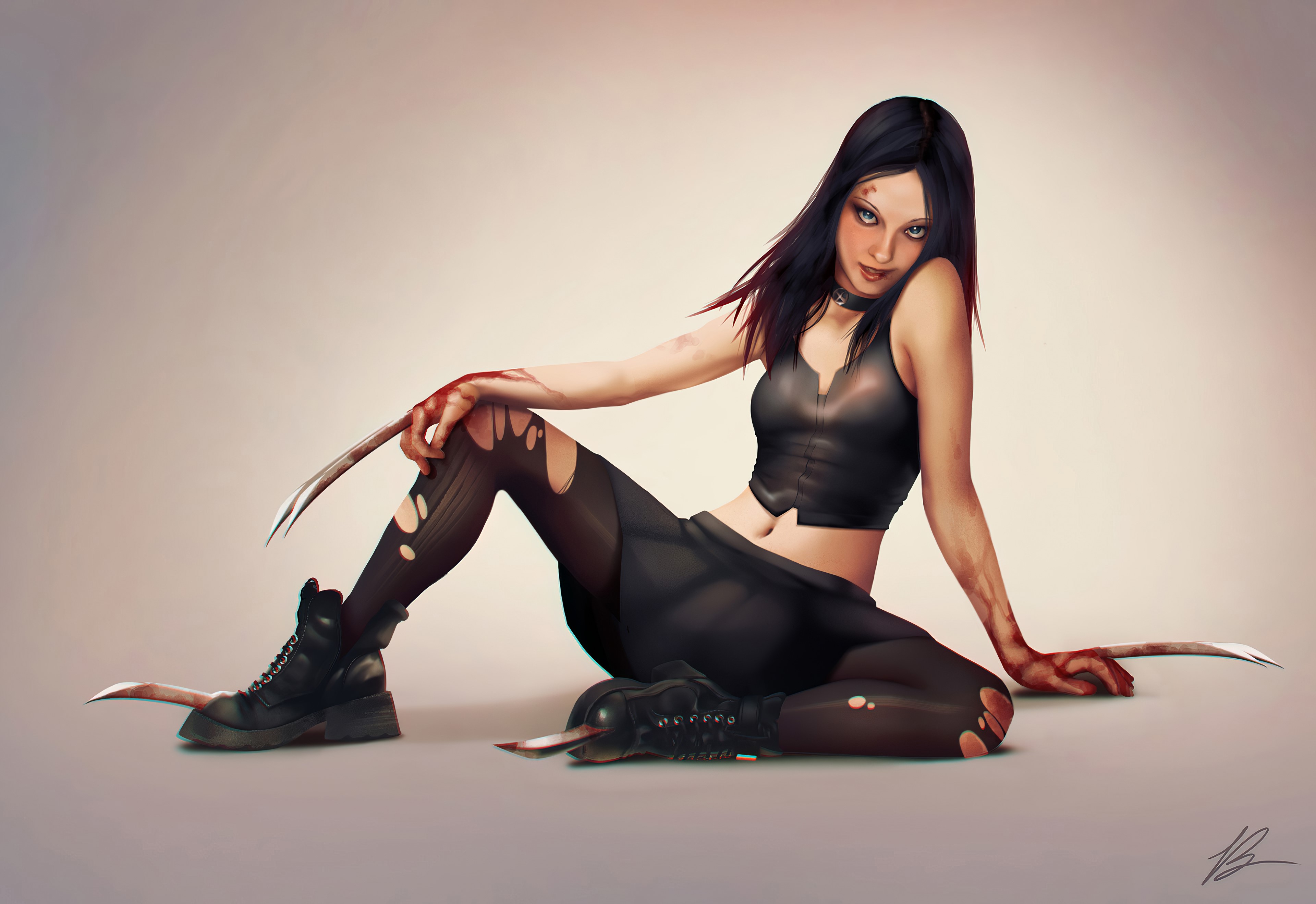 X-23 (Laura Kinney) from Marvel Comics with claws HD Wallpaper