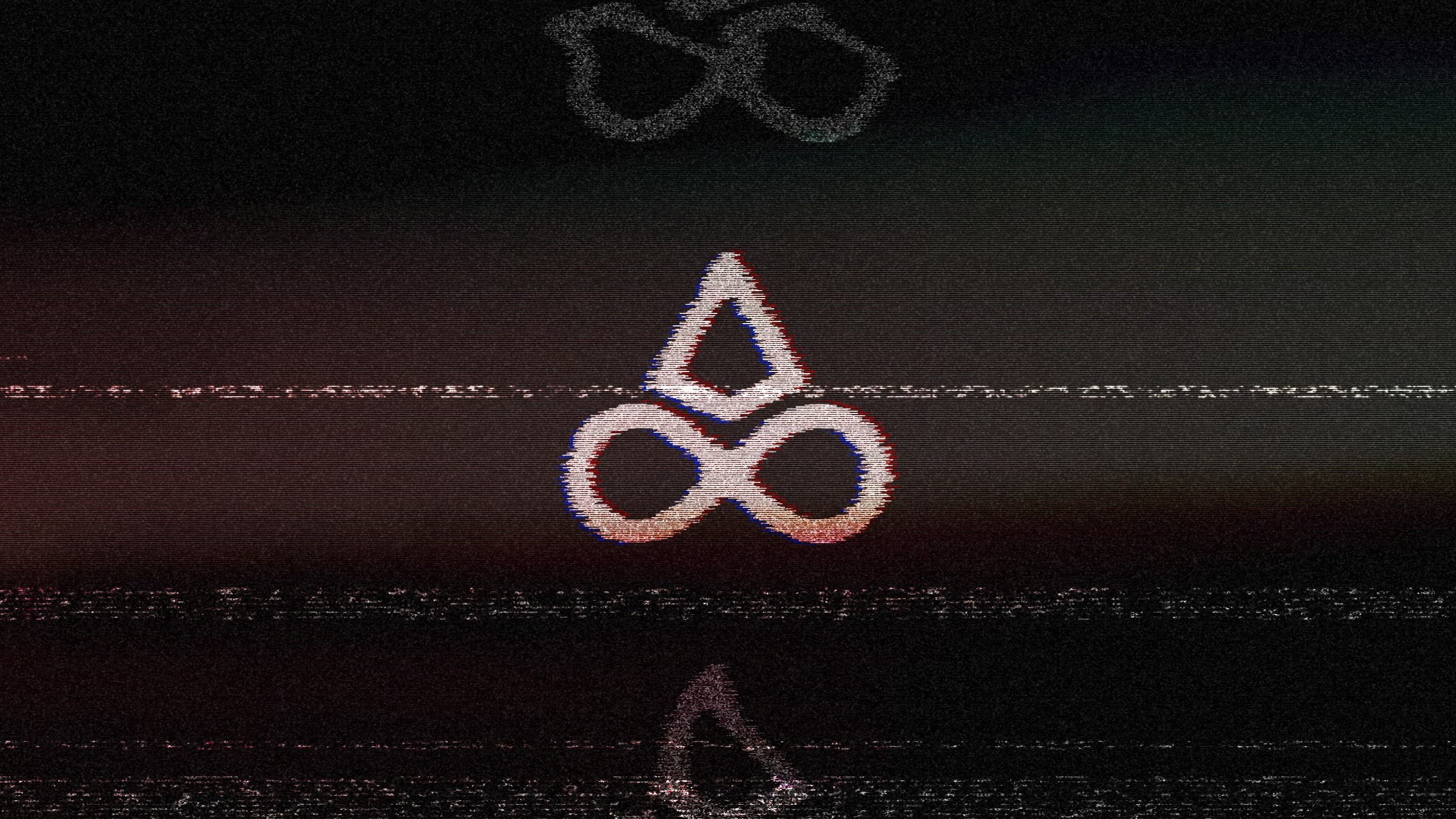 Glitch art with triangle and infinity symbol HD Wallpaper