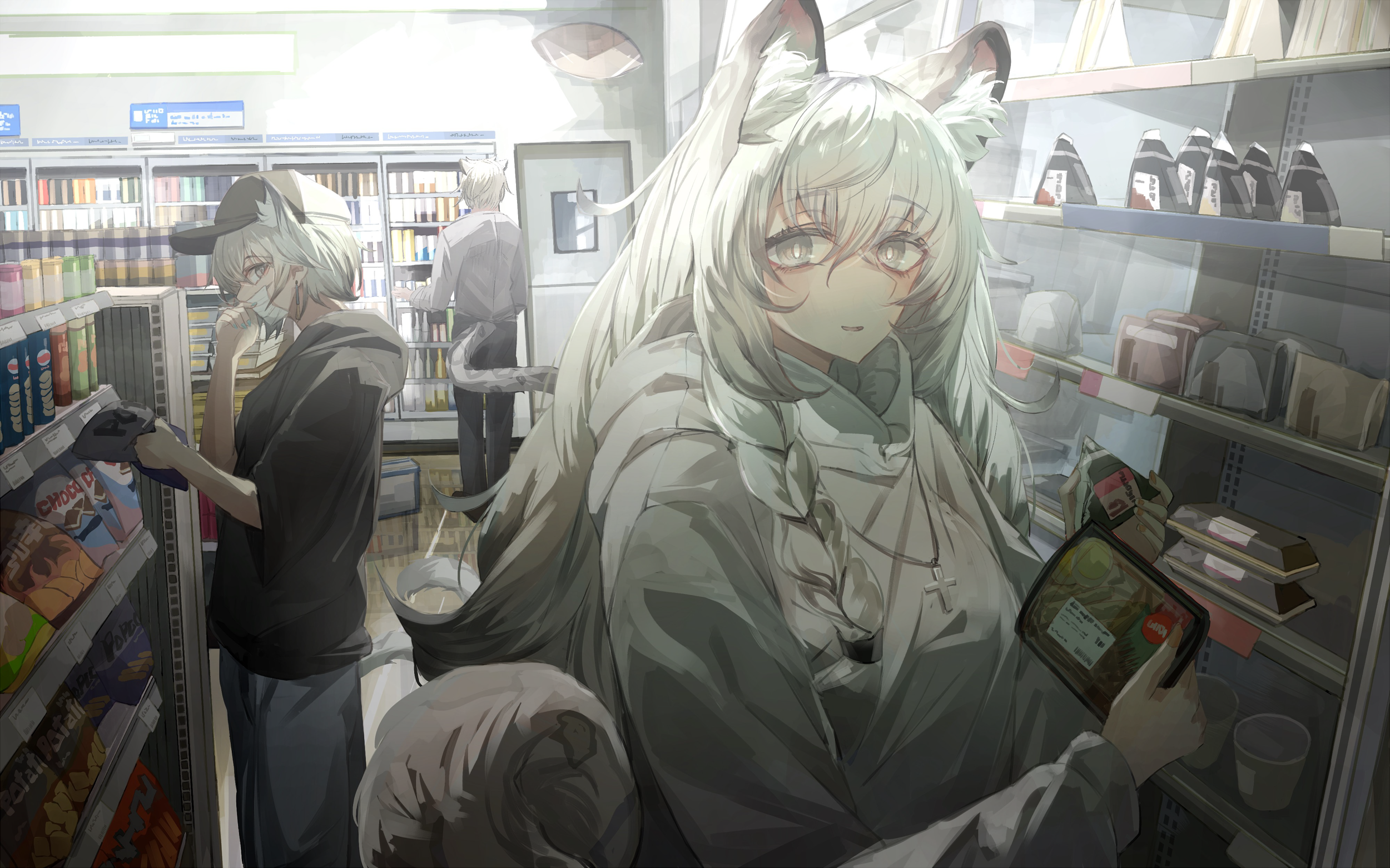 Anime girls shopping in a convenience store HD Wallpaper