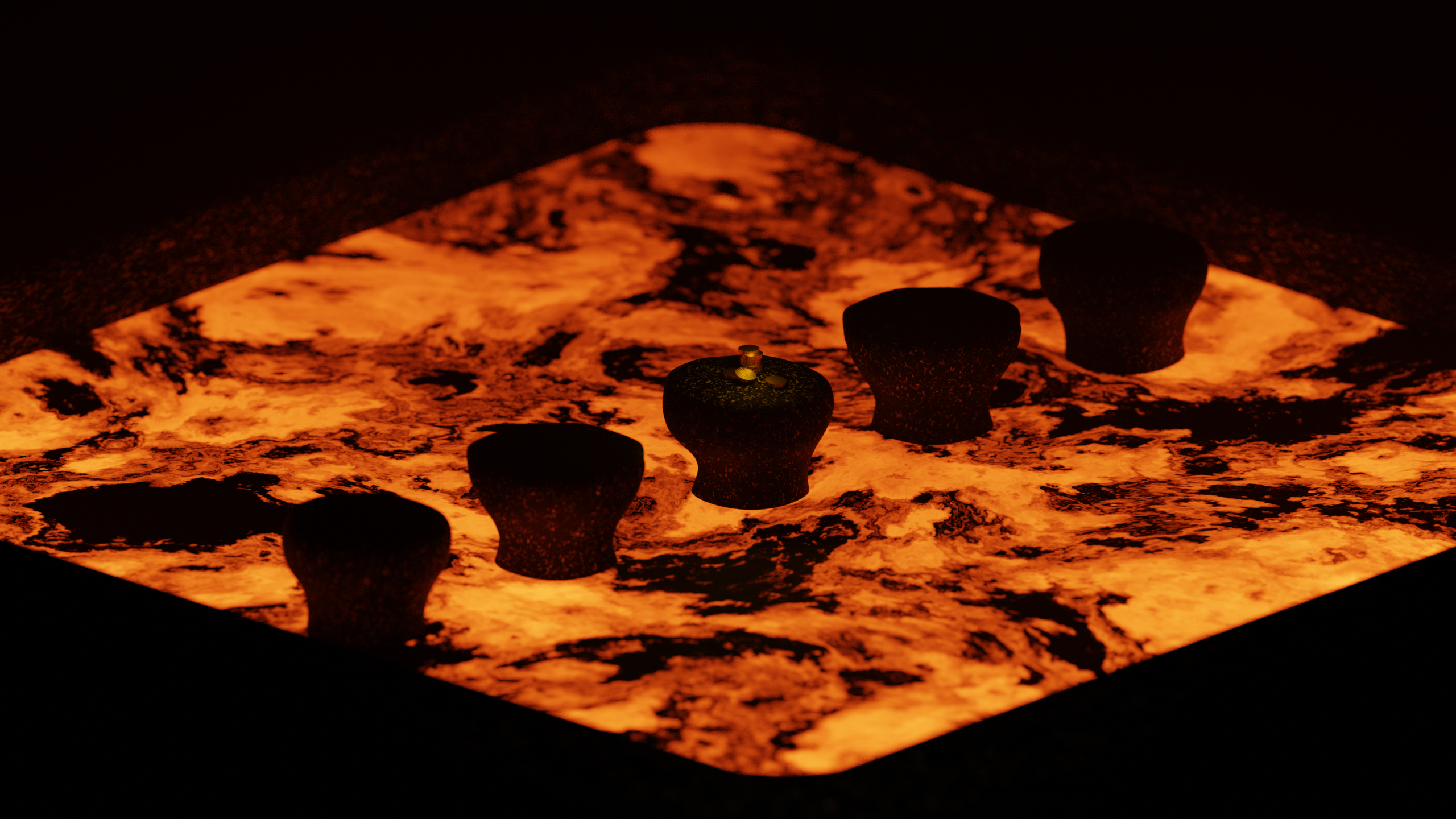Objects on a lava surface HD Wallpaper