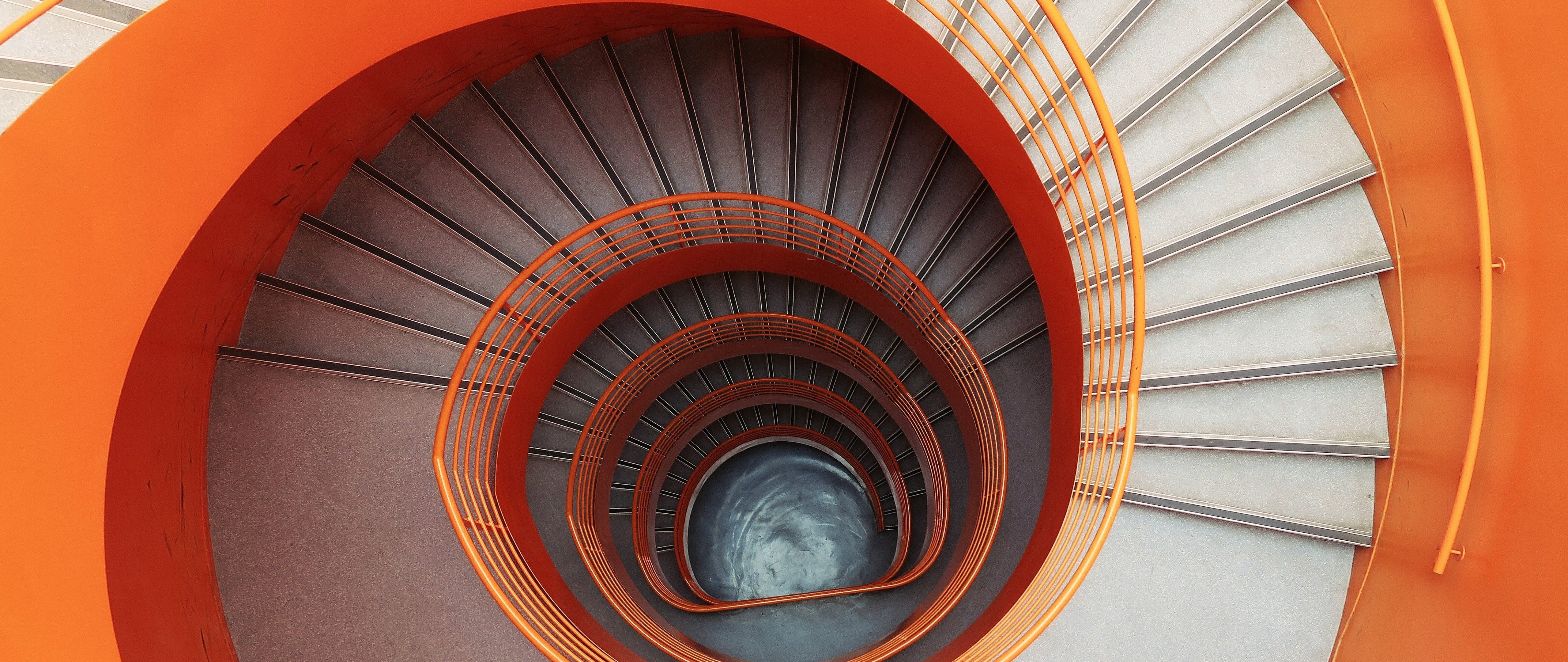 Orange spiral staircase HD Wallpaper