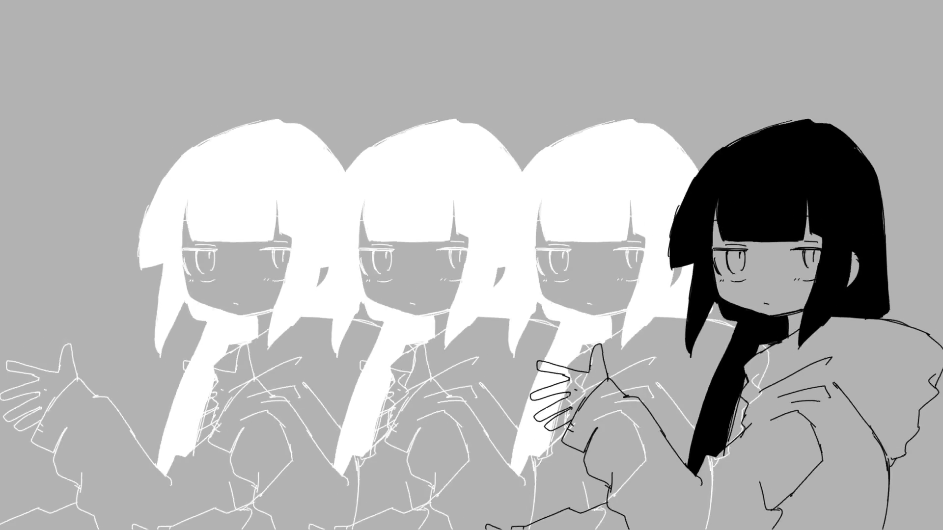 Anime girl with multiple ghostly figures HD Wallpaper