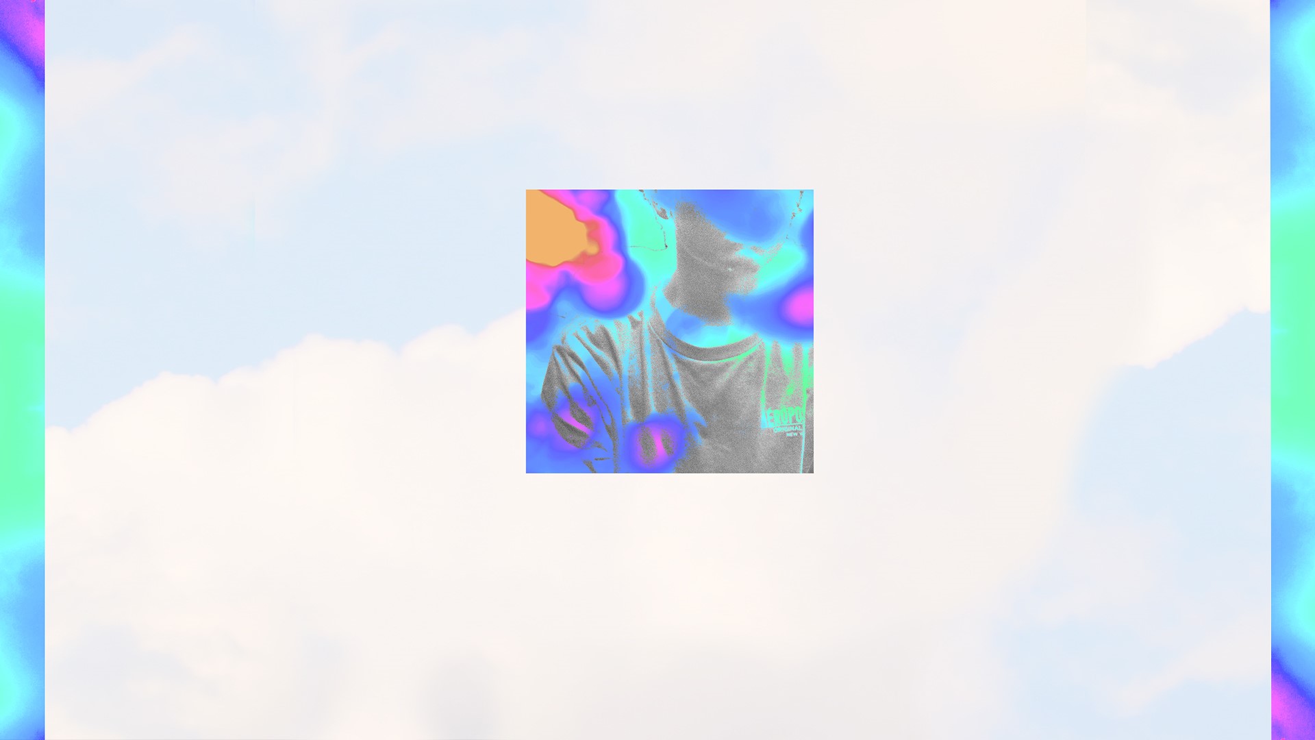 Person with colorful heat map overlay against sky HD Wallpaper