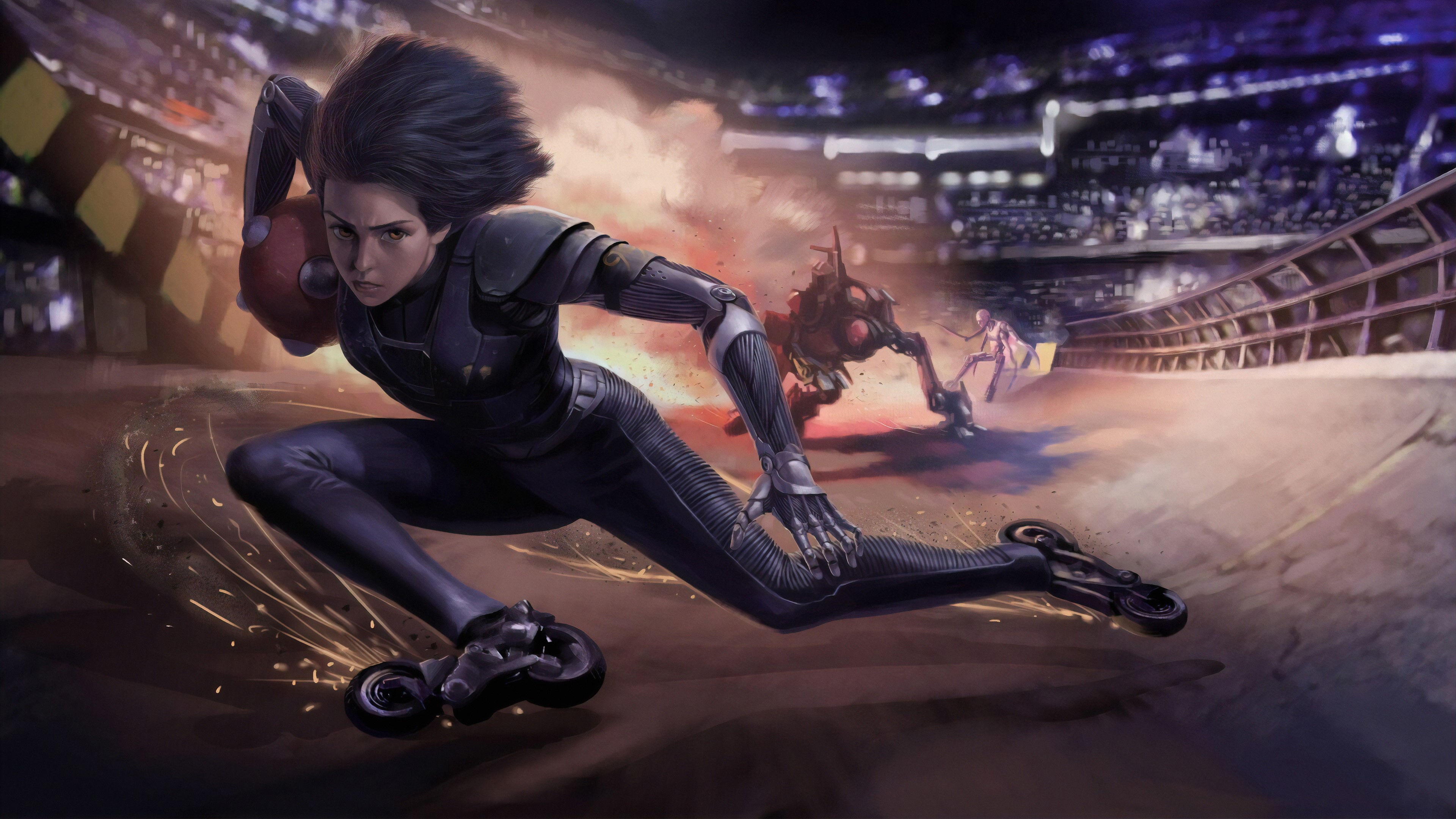 Alita from Battle Angel Alita on roller skates HD Wallpaper
