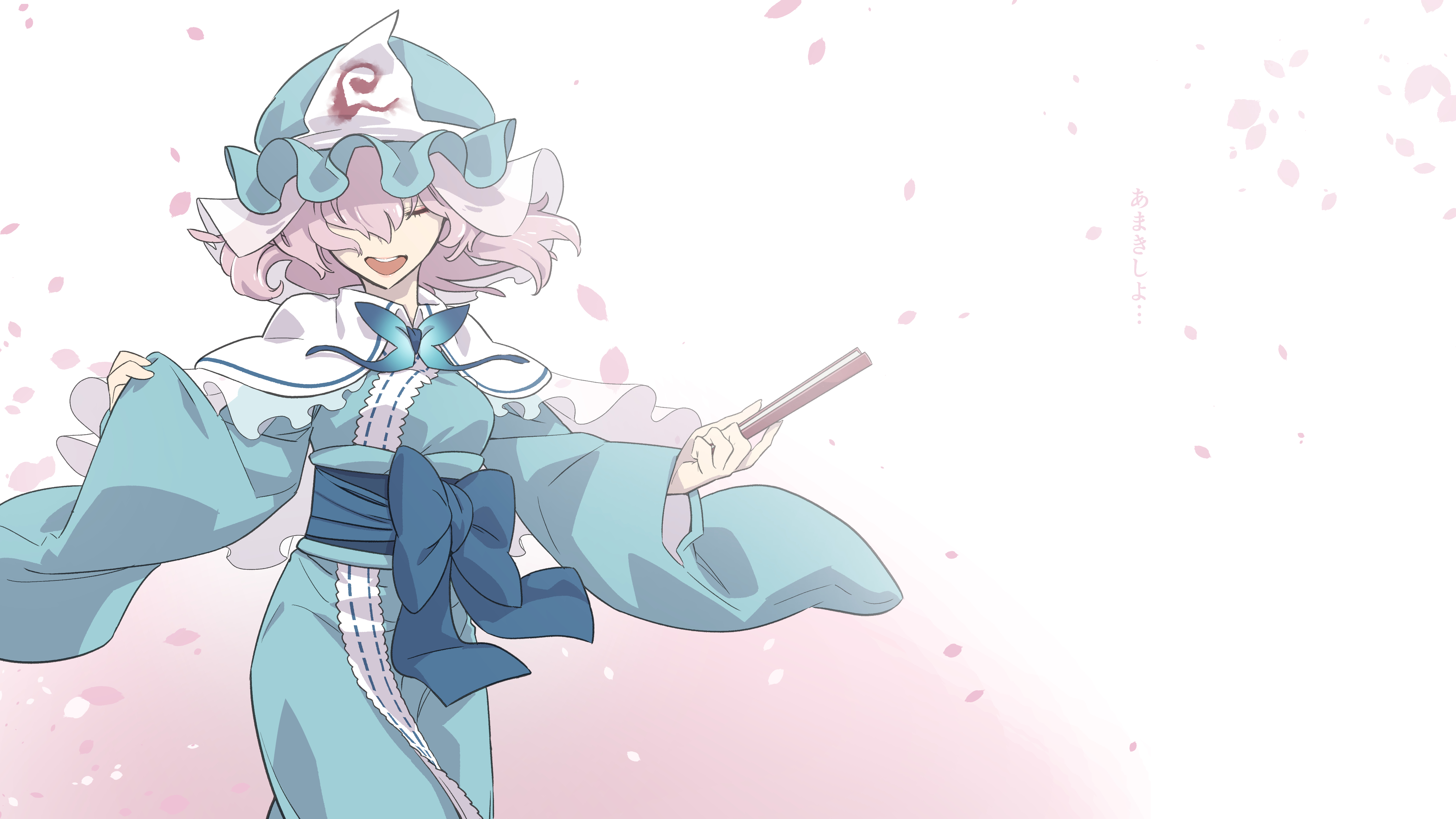 4K Saigyouji Yuyuko from Touhou with cherry blossoms HD Wallpaper