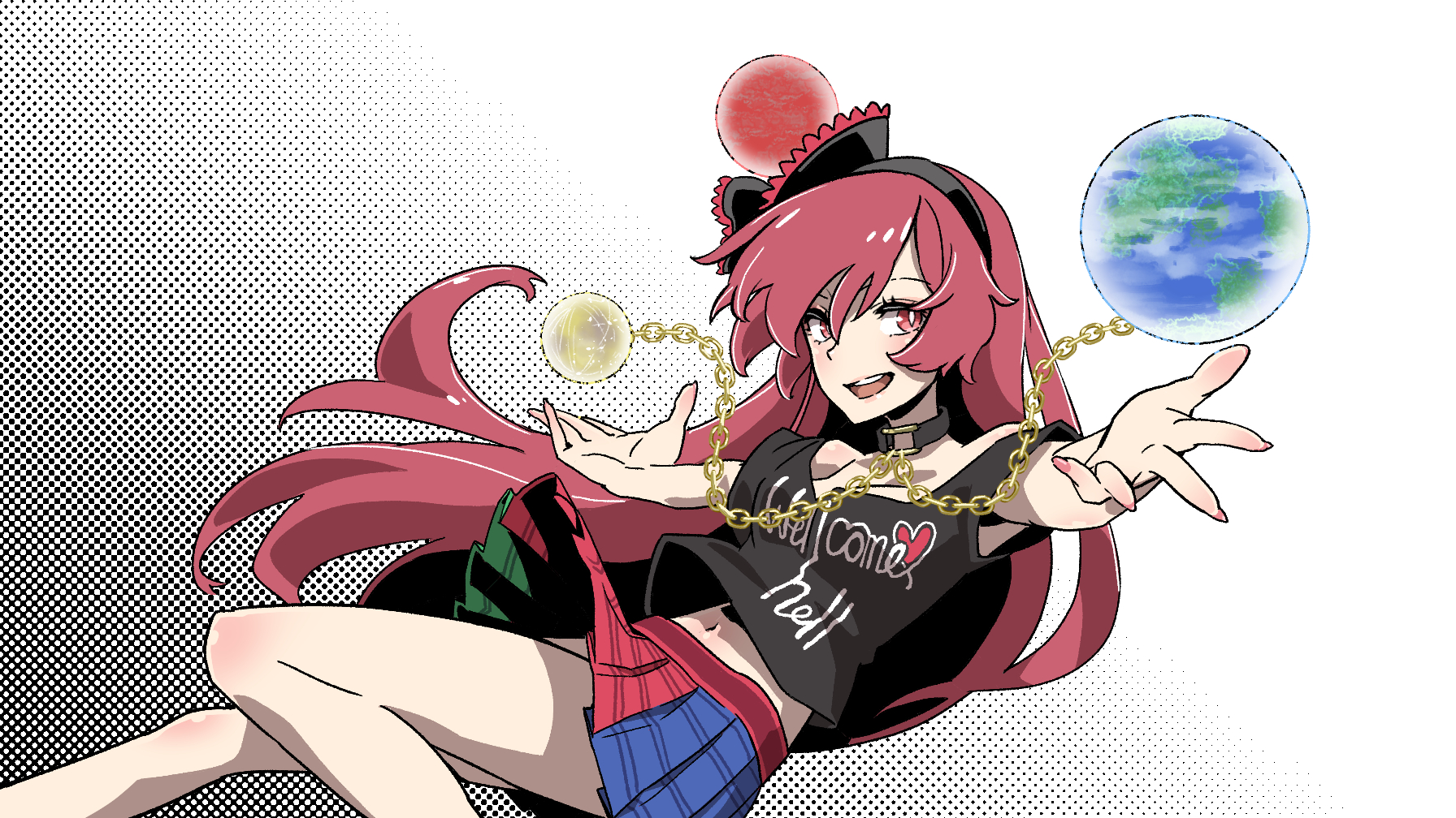 Hecatia Lapislazuli from Touhou juggling planets HD Wallpaper