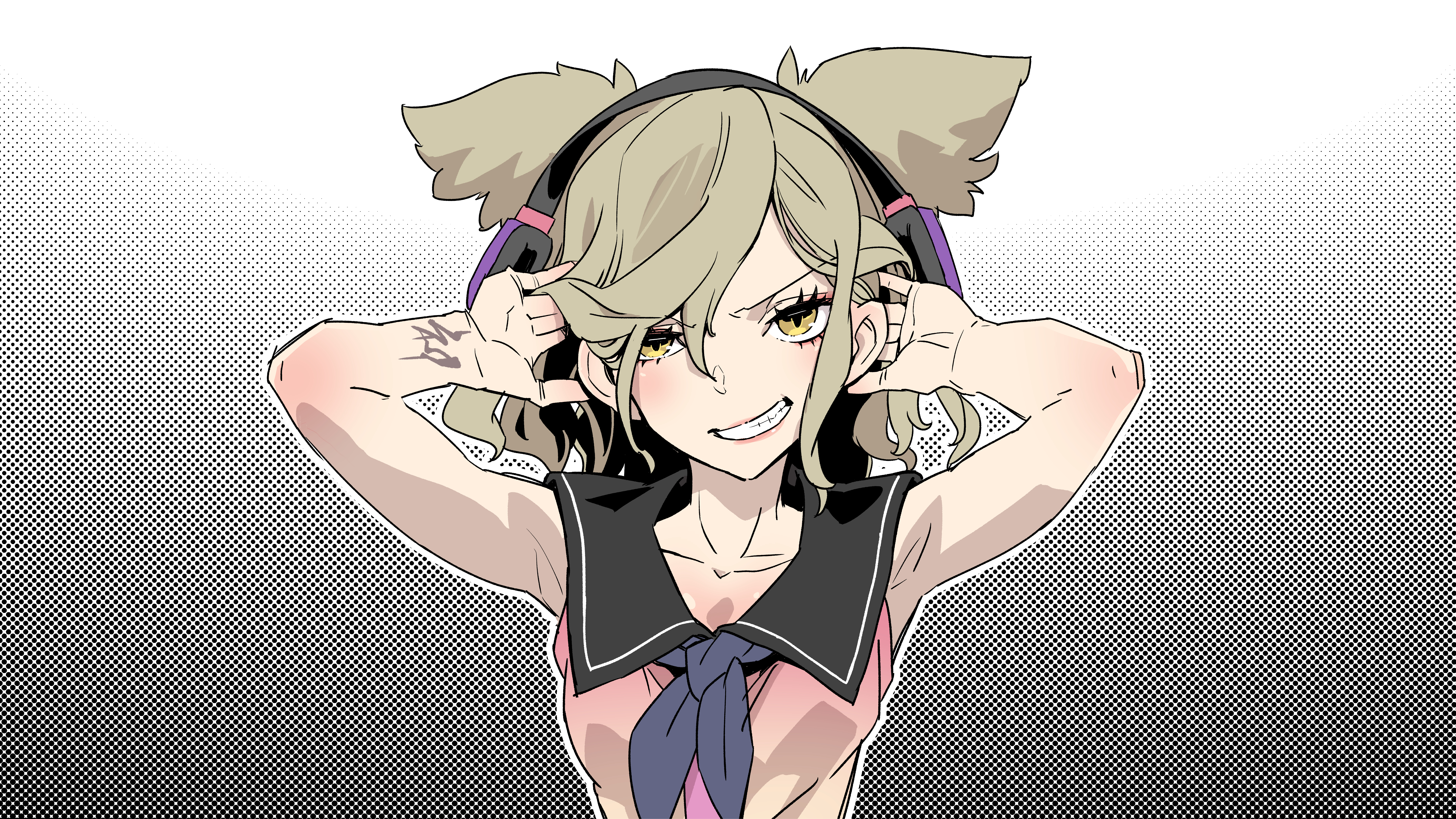 Toyosatomimi no Miko from Touhou wearing headphones HD Wallpaper