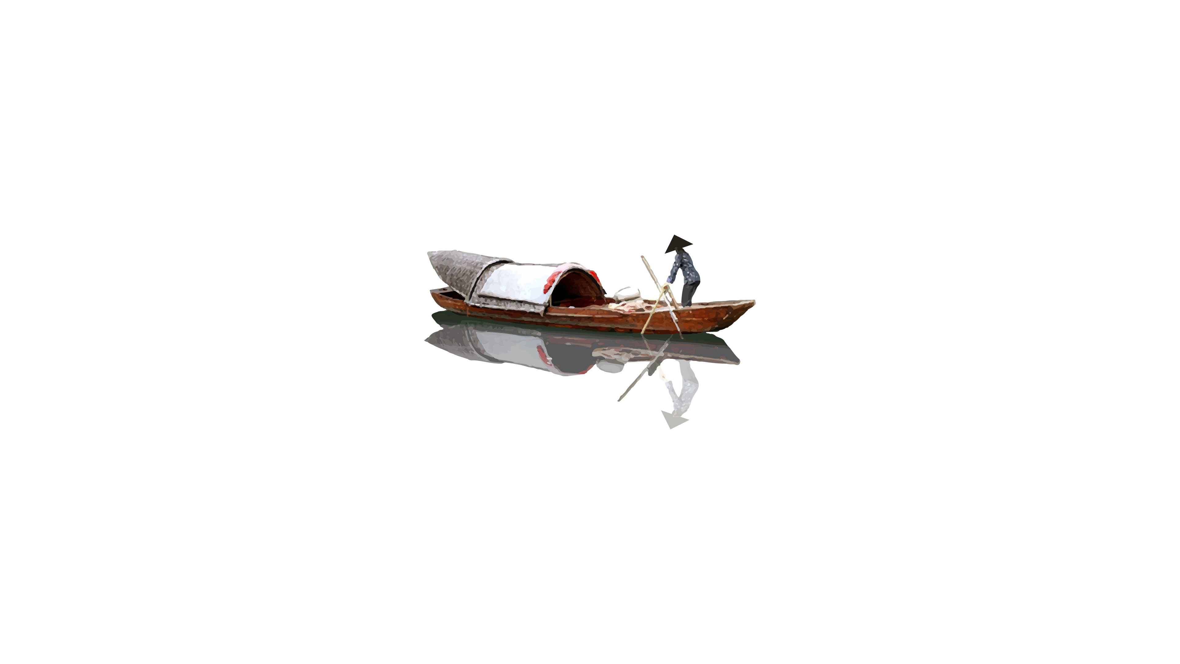 Boat with a person rowing HD Wallpaper