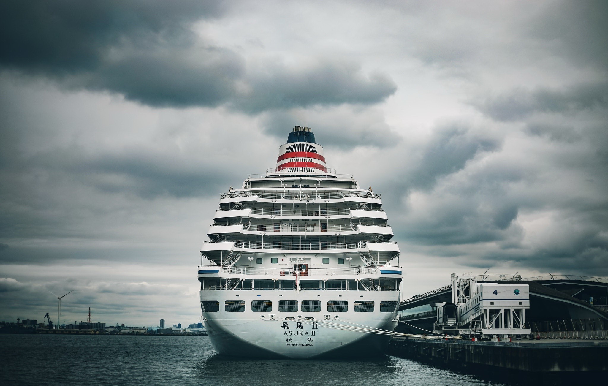 Asuka II cruise ship in Yokohama, Japan HD Wallpaper
