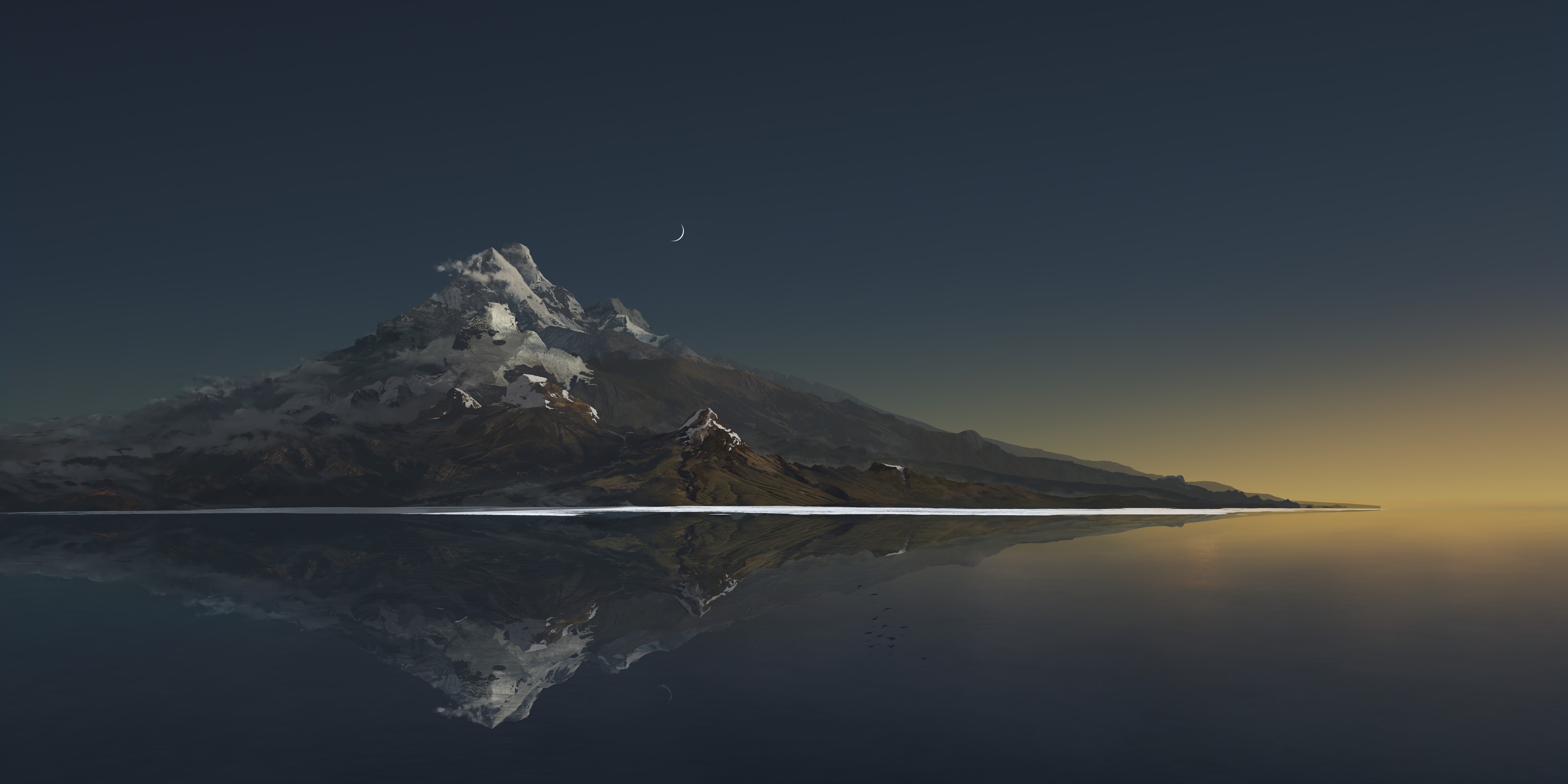 4K Mountain Digital Painting Nature Morning Dawn HD Wallpaper