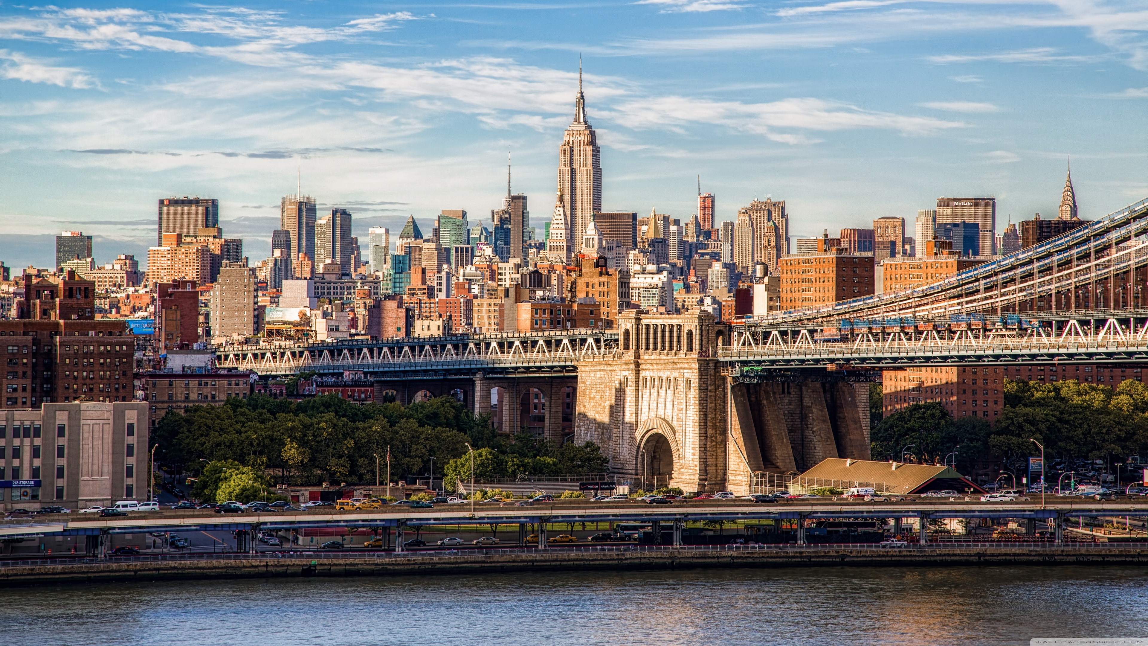 New York City Skyline with Bridges HD Wallpaper