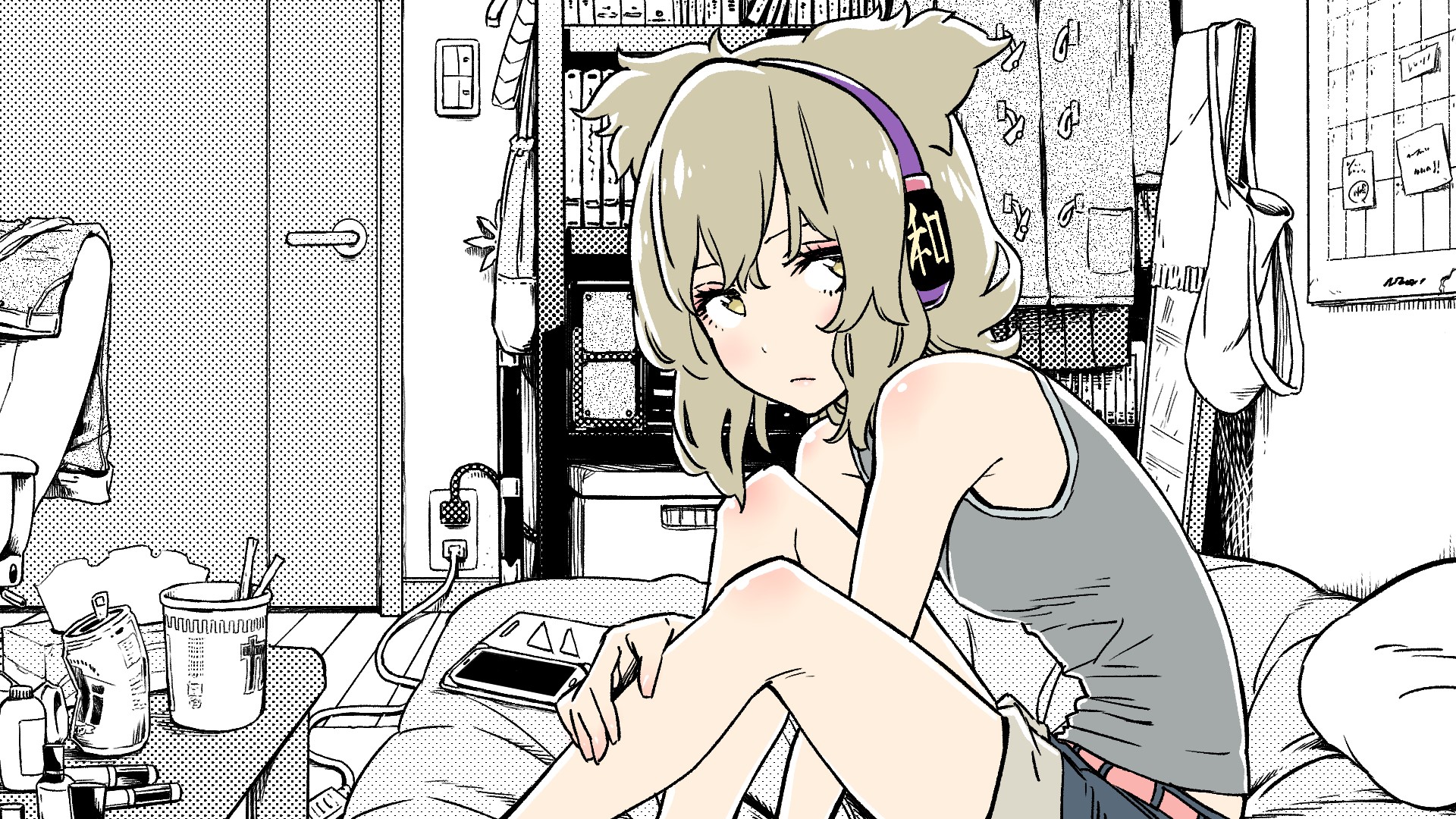 Toyosatomimi no Miko from Touhou wearing headphones HD Wallpaper