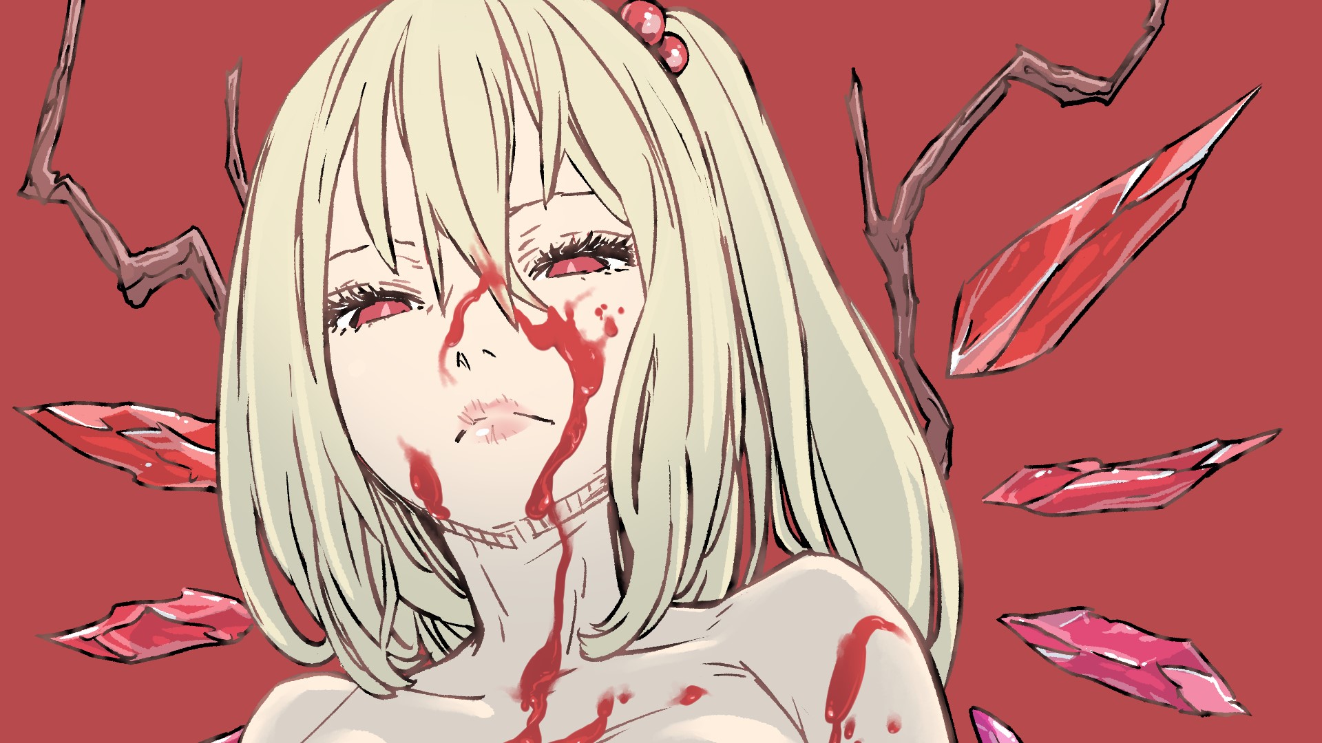 Flandre Scarlet from Touhou covered in blood HD Wallpaper