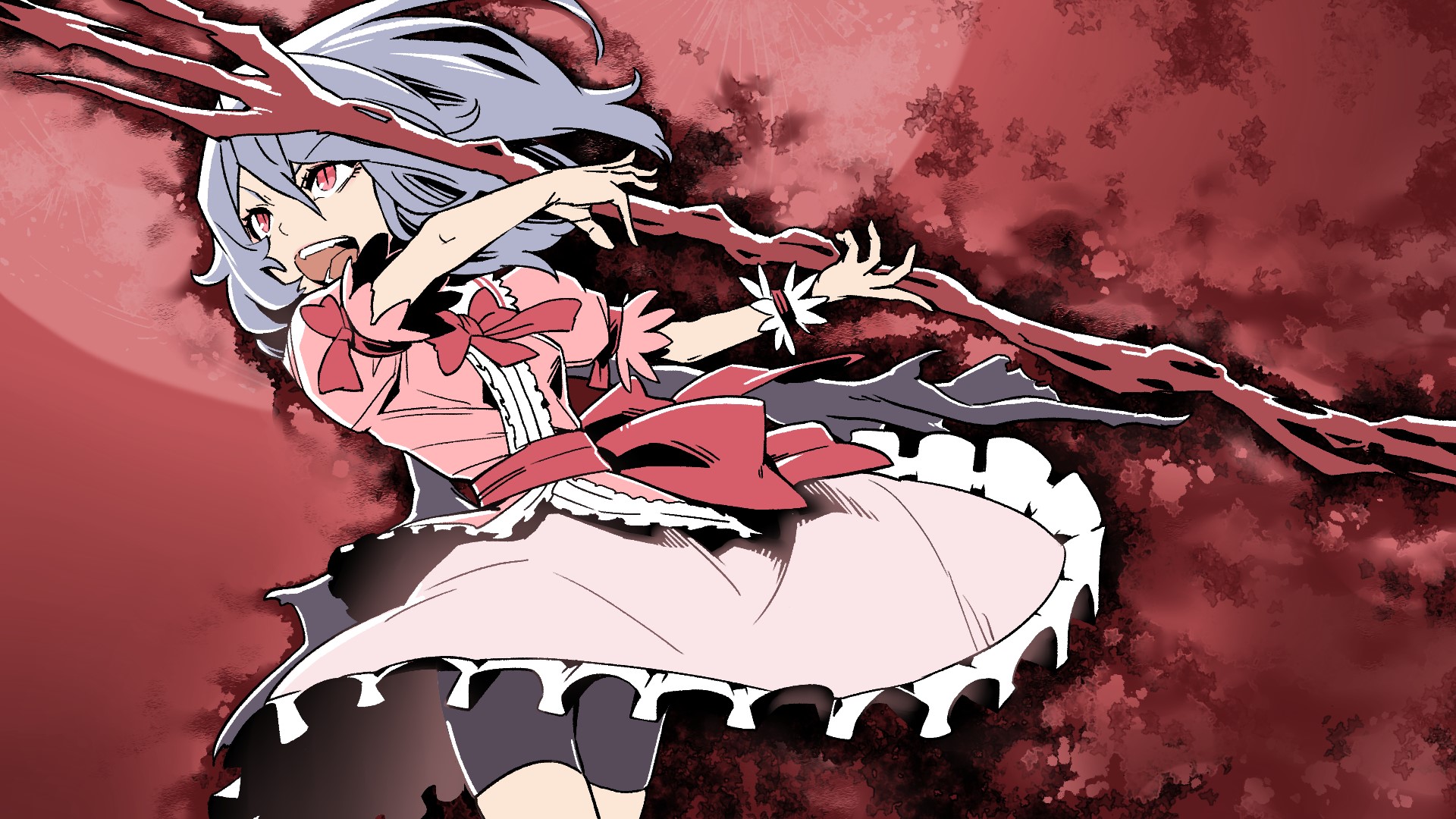Remilia Scarlet from Touhou holding a red staff HD Wallpaper