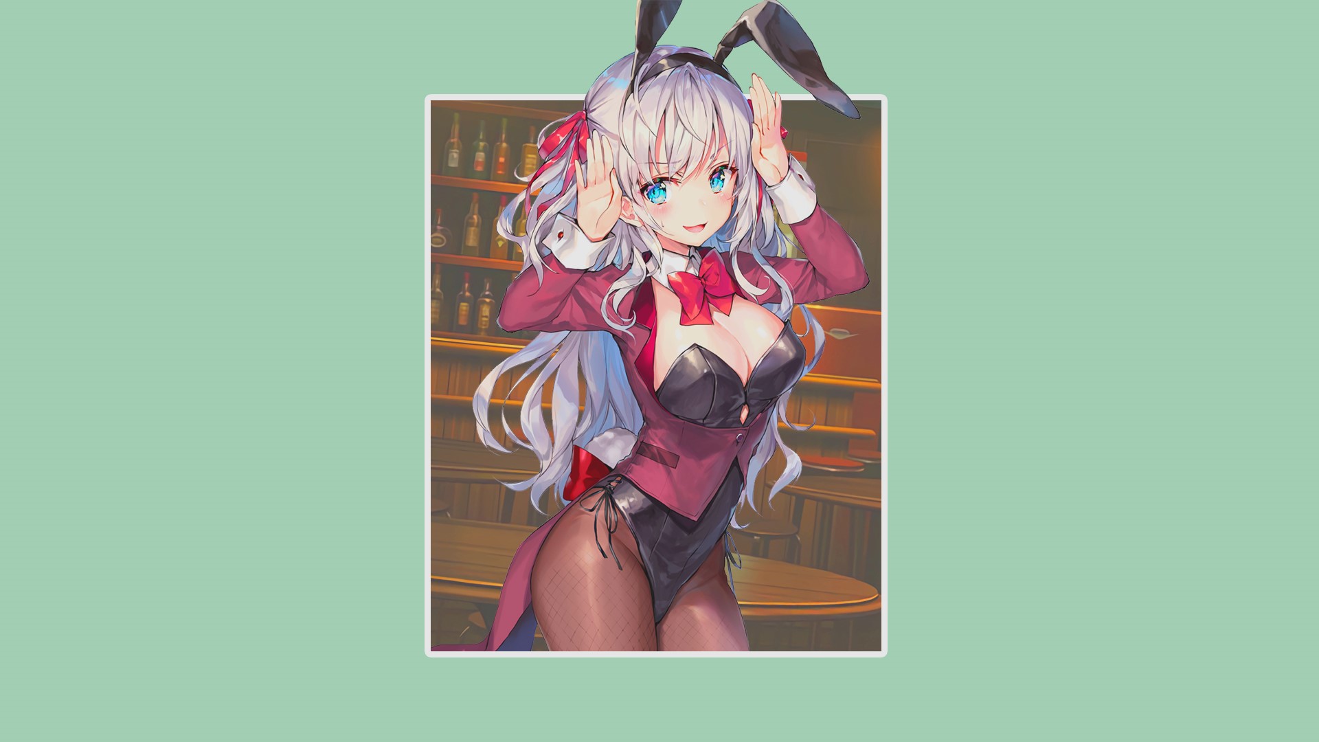 Anime bunny girl in a bar HD Wallpaper