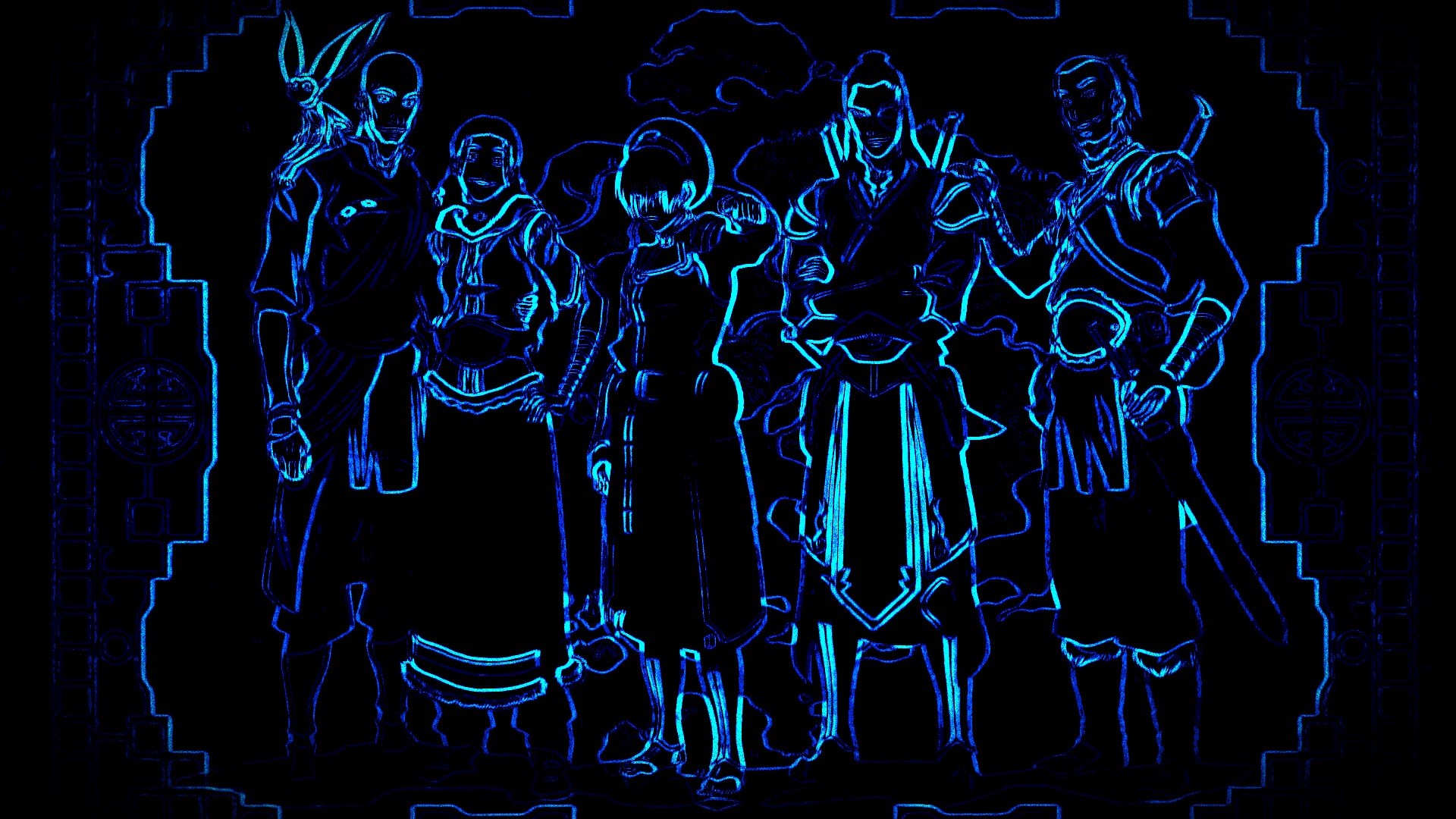 Avatar characters in neon blue outline HD Wallpaper
