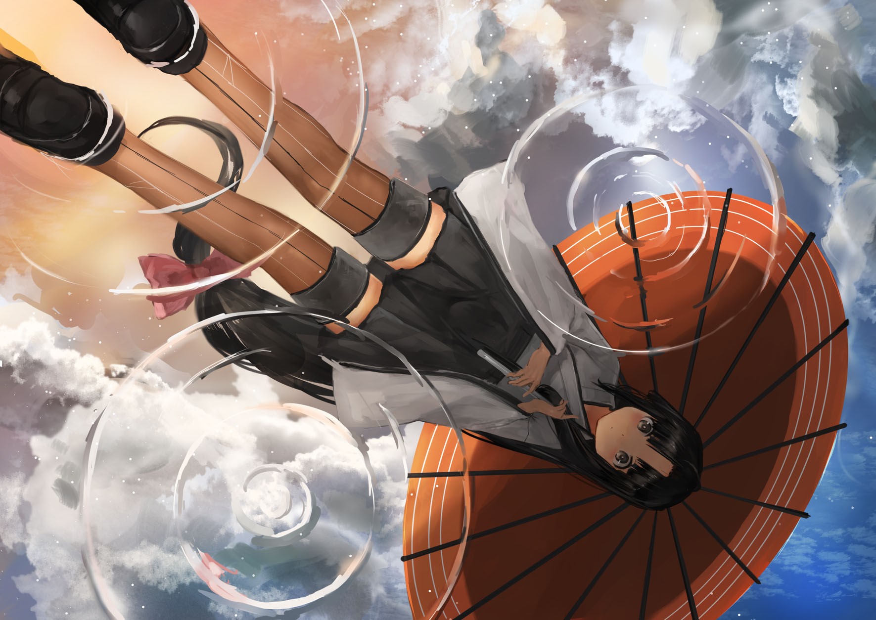 Shouhou from Kantai Collection with an umbrella HD Wallpaper