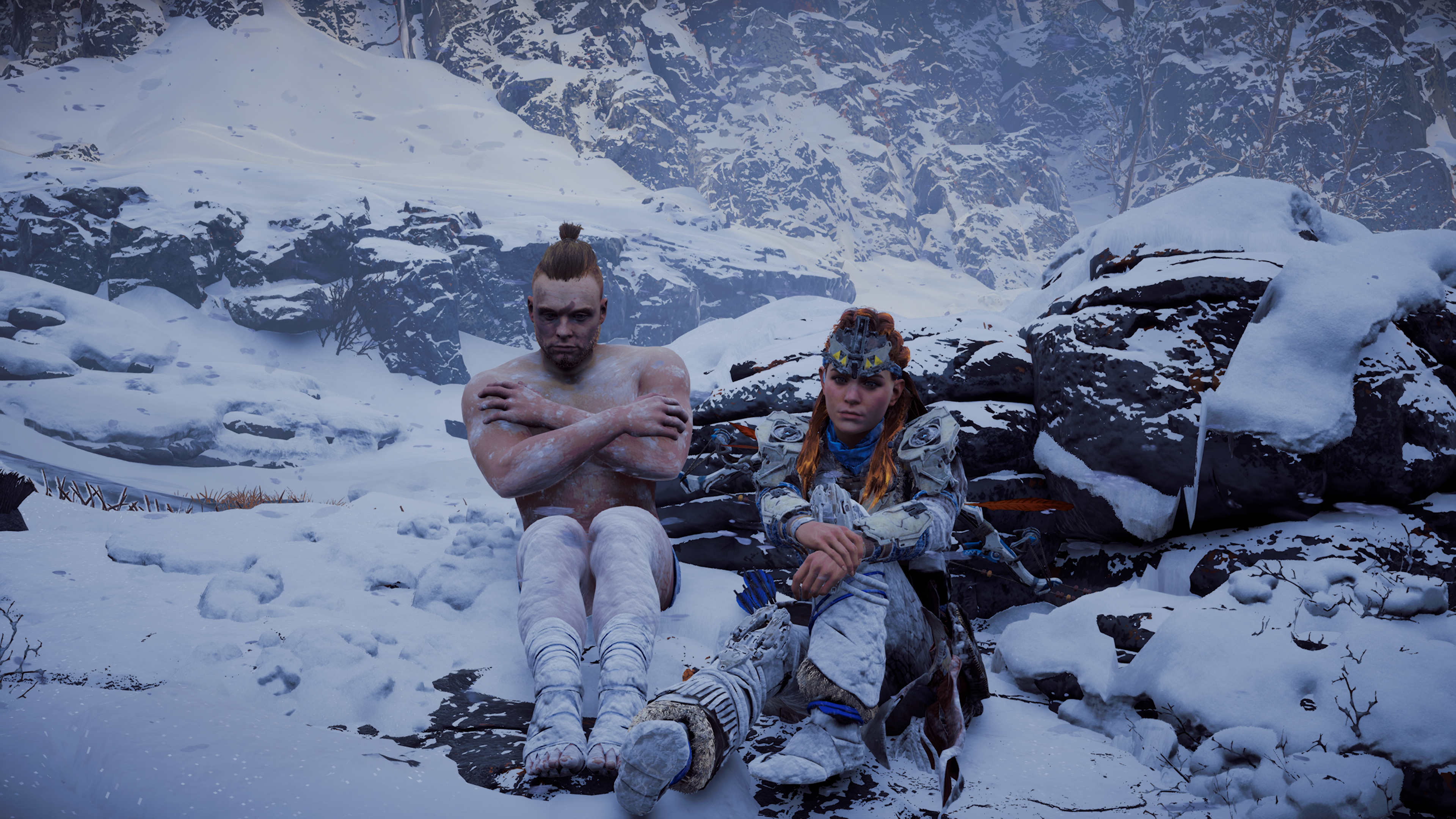 Aloy and Erend from Horizon Zero Dawn in snow HD Wallpaper