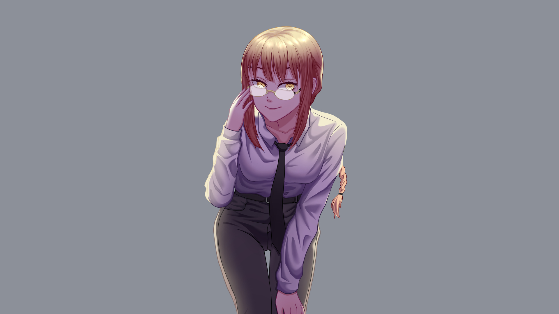Makima from Chainsaw Man wearing glasses and tie HD Wallpaper
