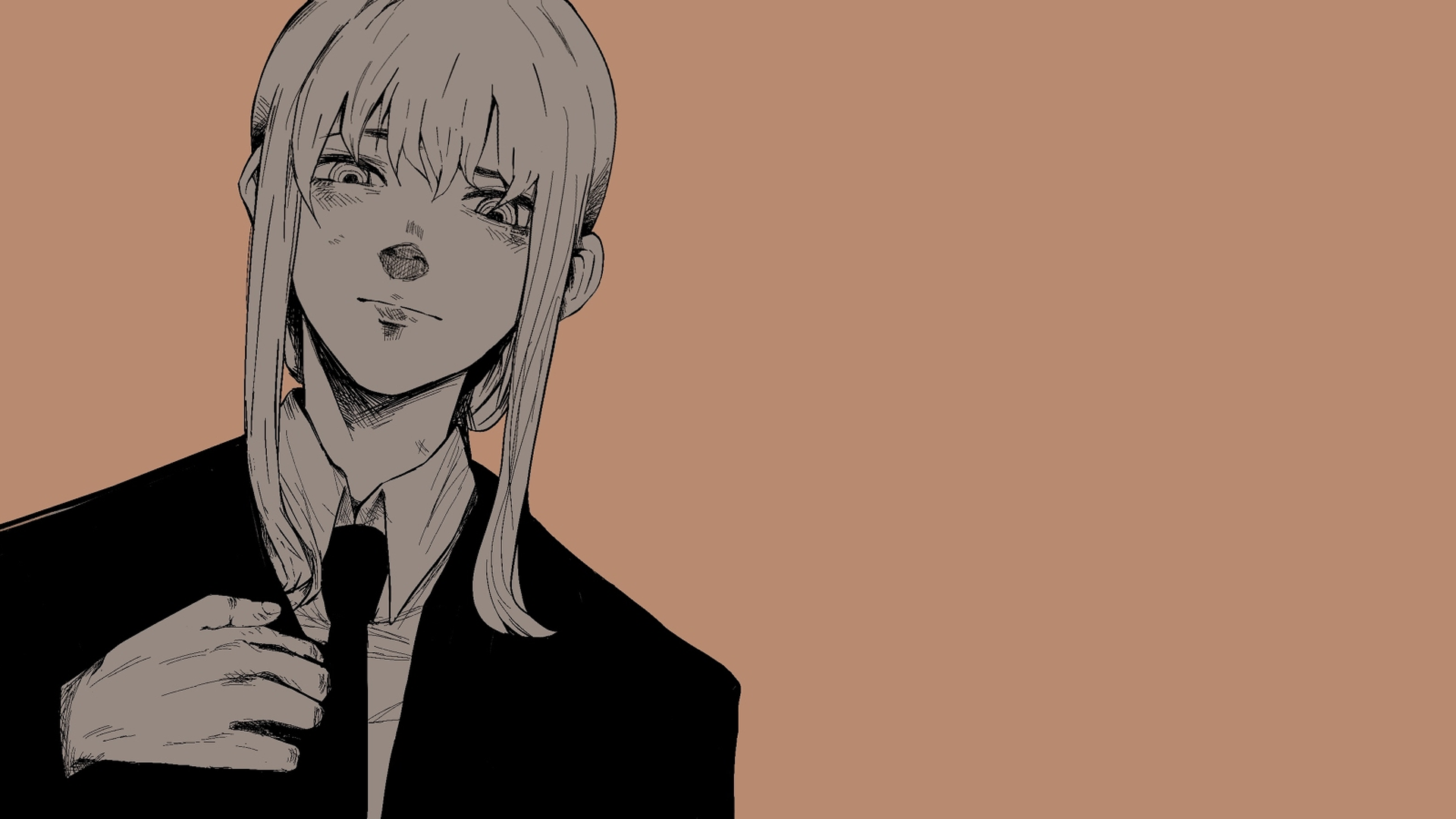 Makima from Chainsaw Man adjusting her tie HD Wallpaper