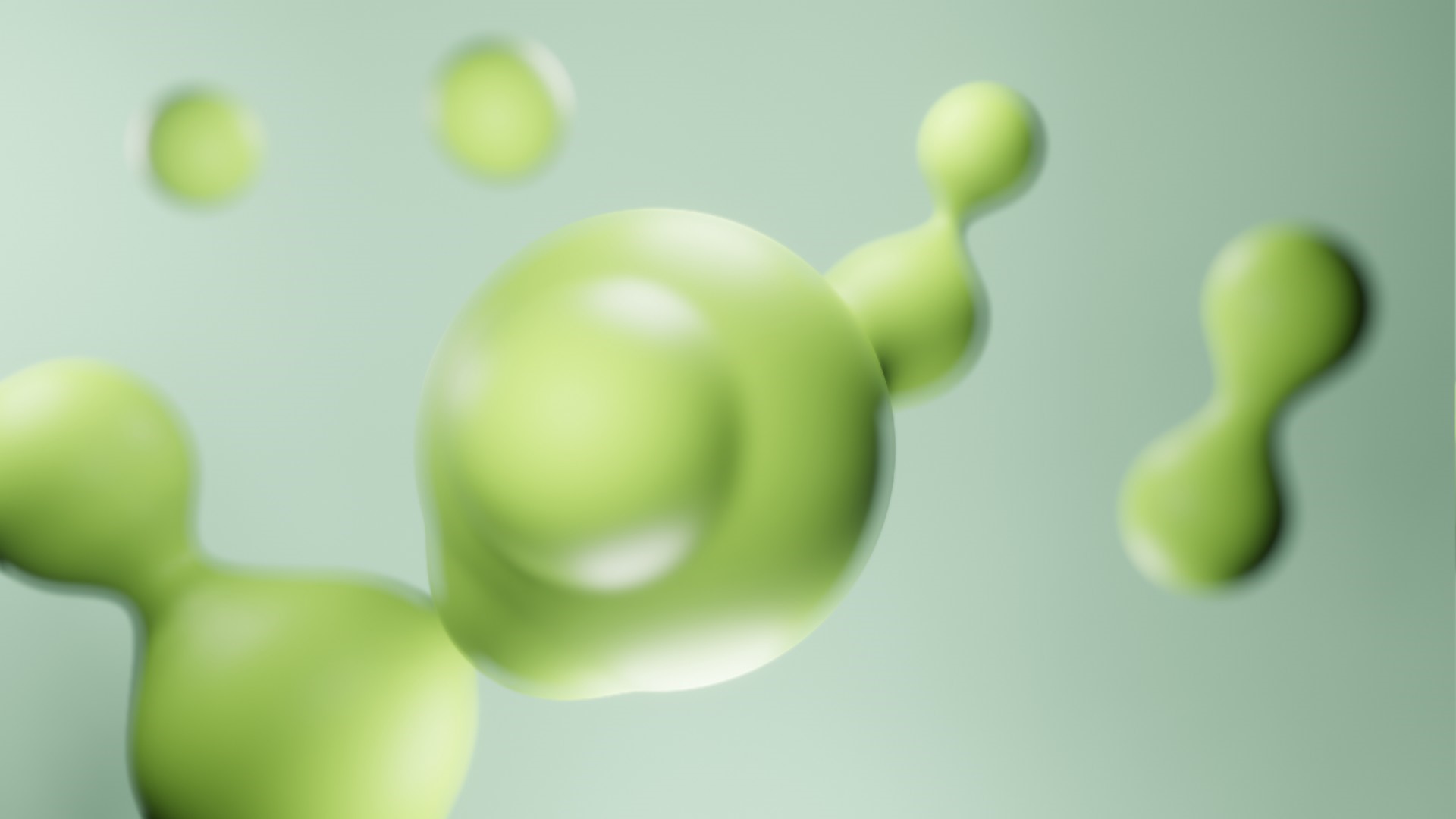 3D render of abstract green blobs HD Wallpaper