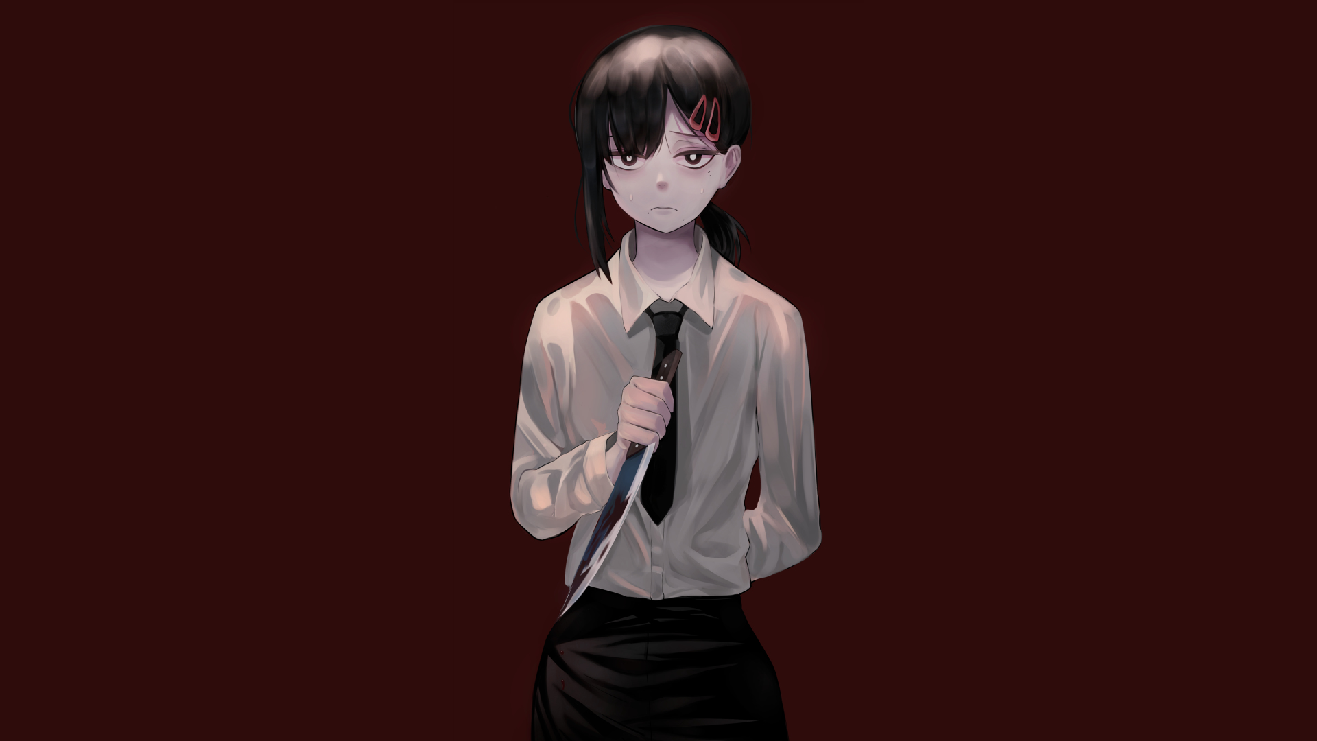 Kobeni Higashiyama from Chainsaw Man holding a knife HD Wallpaper