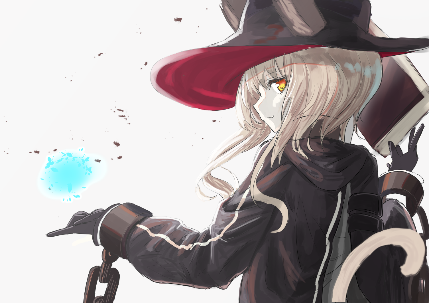 Anime girl with witch hat and magic HD Wallpaper