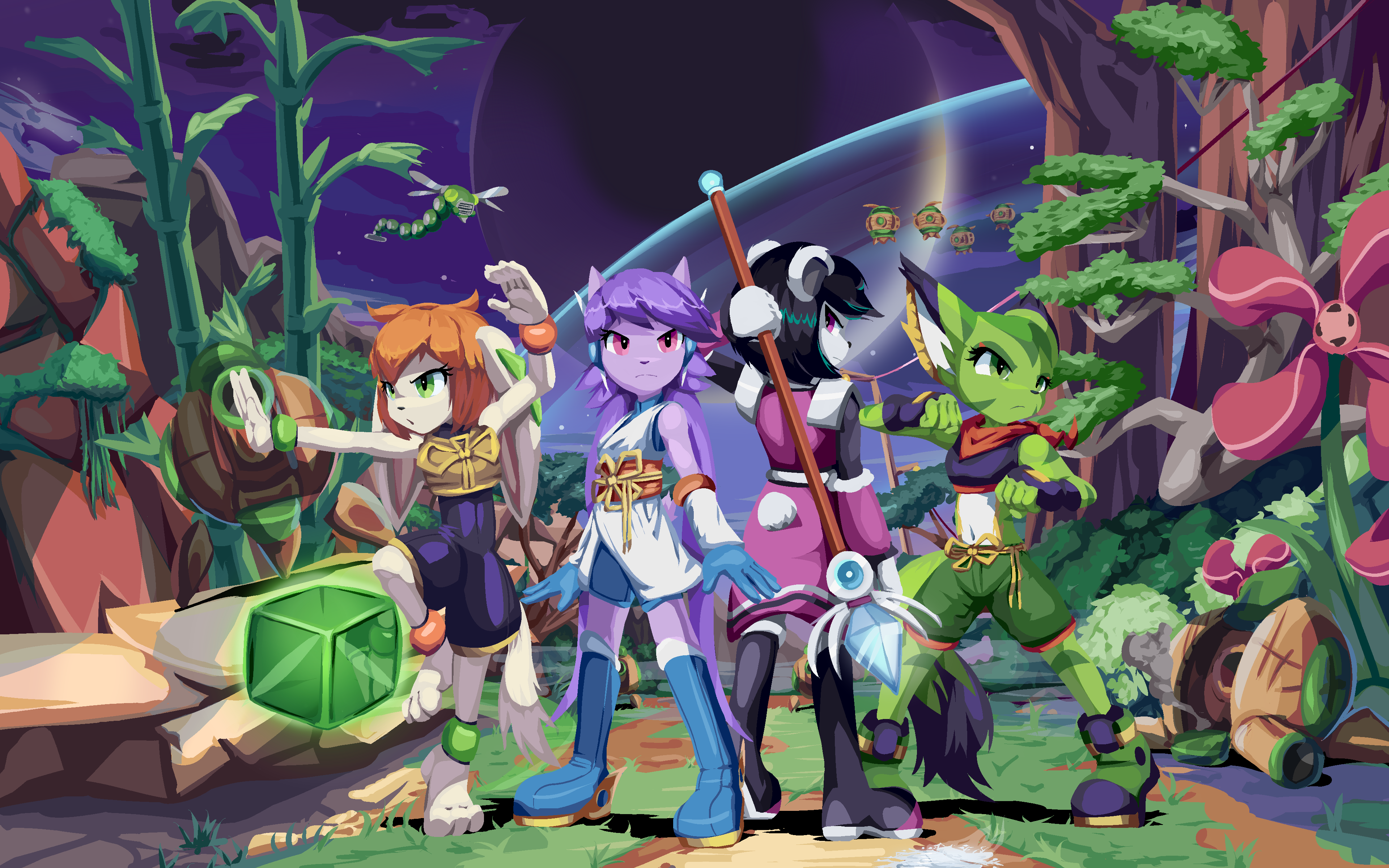 4K video game art of Freedom Planet characters HD Wallpaper