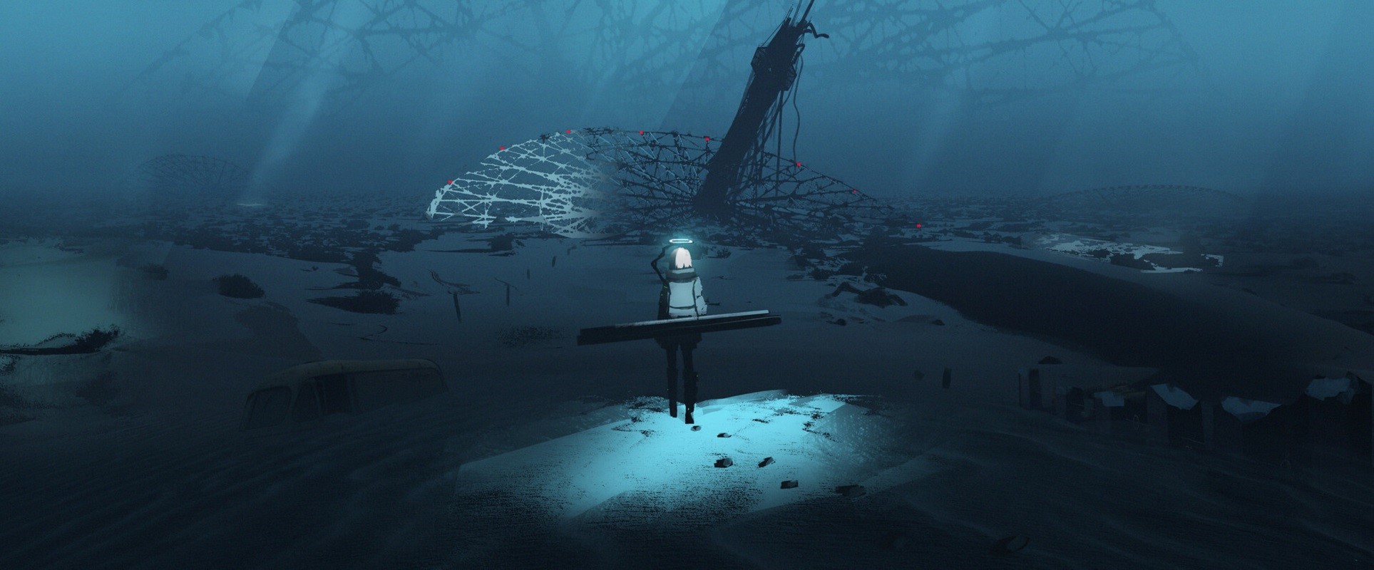 Astero angel in underwater ruins HD Wallpaper