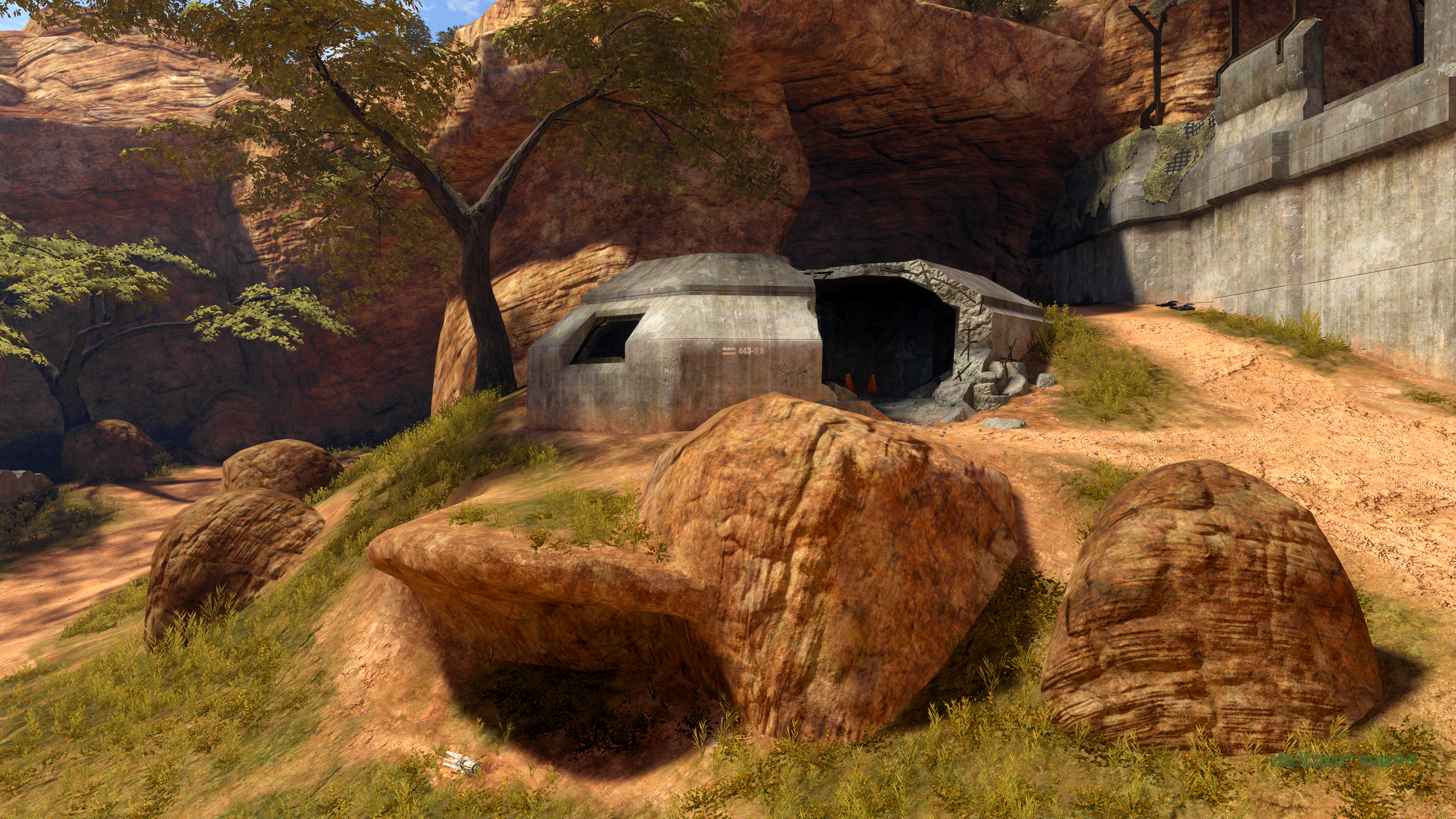 Halo 3 High Ground bunker in desert landscape HD Wallpaper