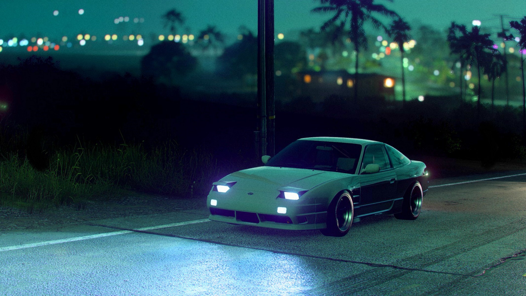 Nissan 180SX in NFS Heat at night HD Wallpaper