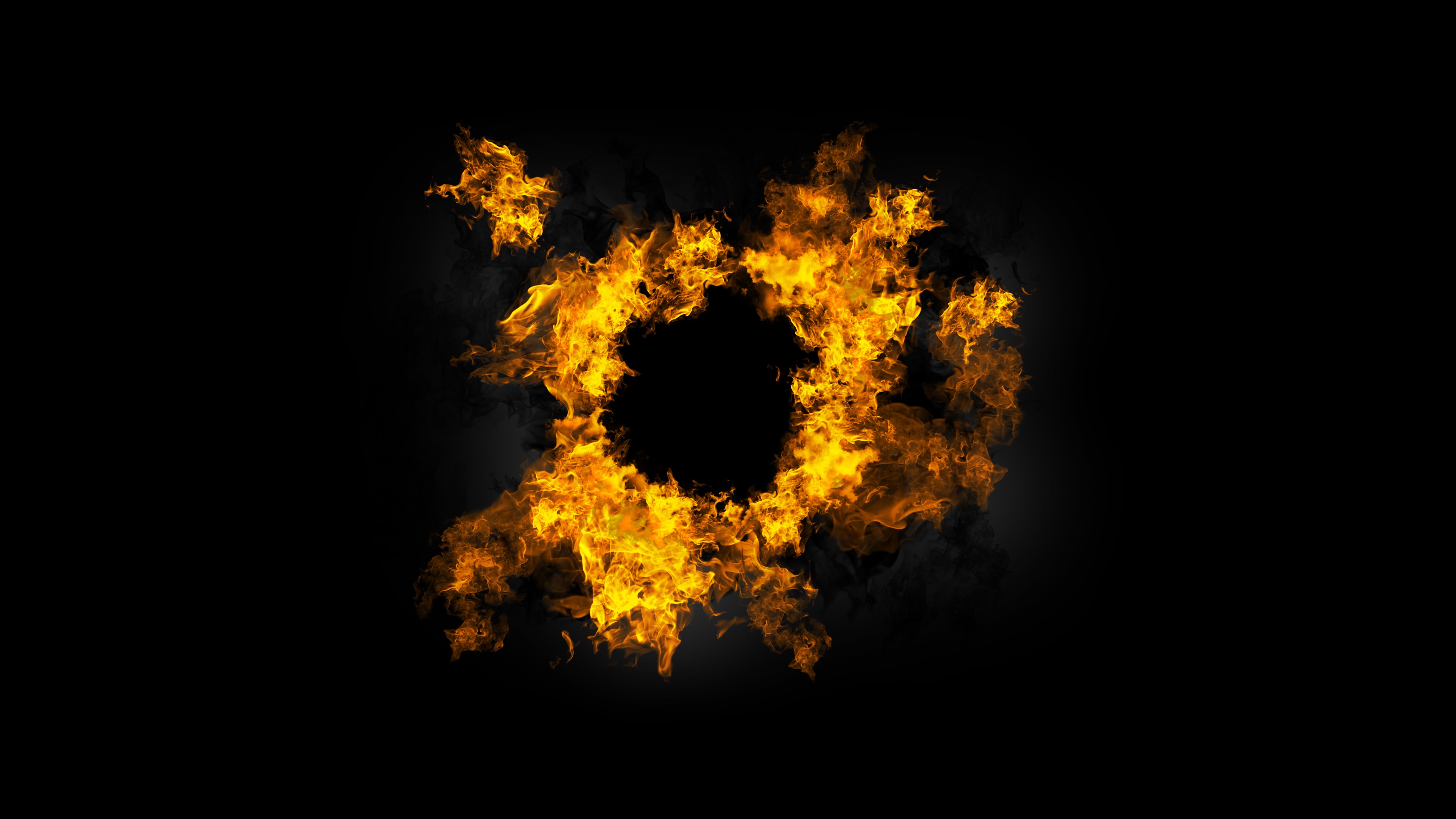 Abstract fire ring on black background HD Wallpaper