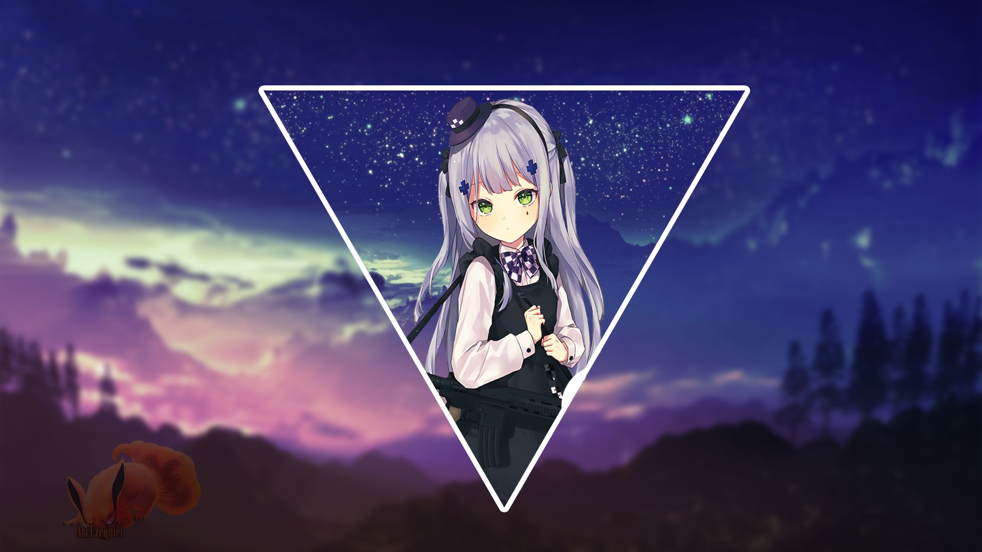 Anime girl with gun from Girls Frontline HD Wallpaper