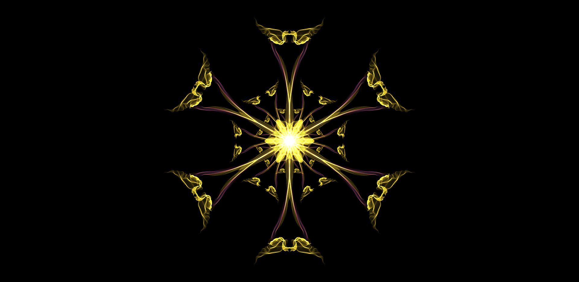 Yellow and purple fractal pattern on black background HD Wallpaper