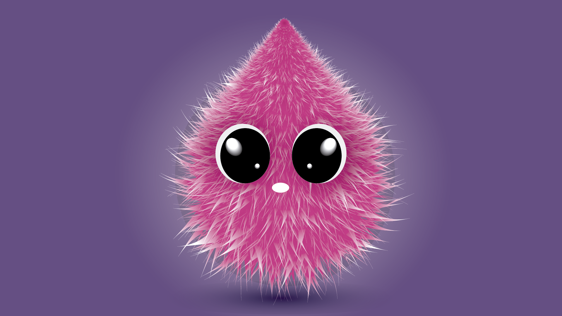 Pink fluffy creature with big eyes HD Wallpaper