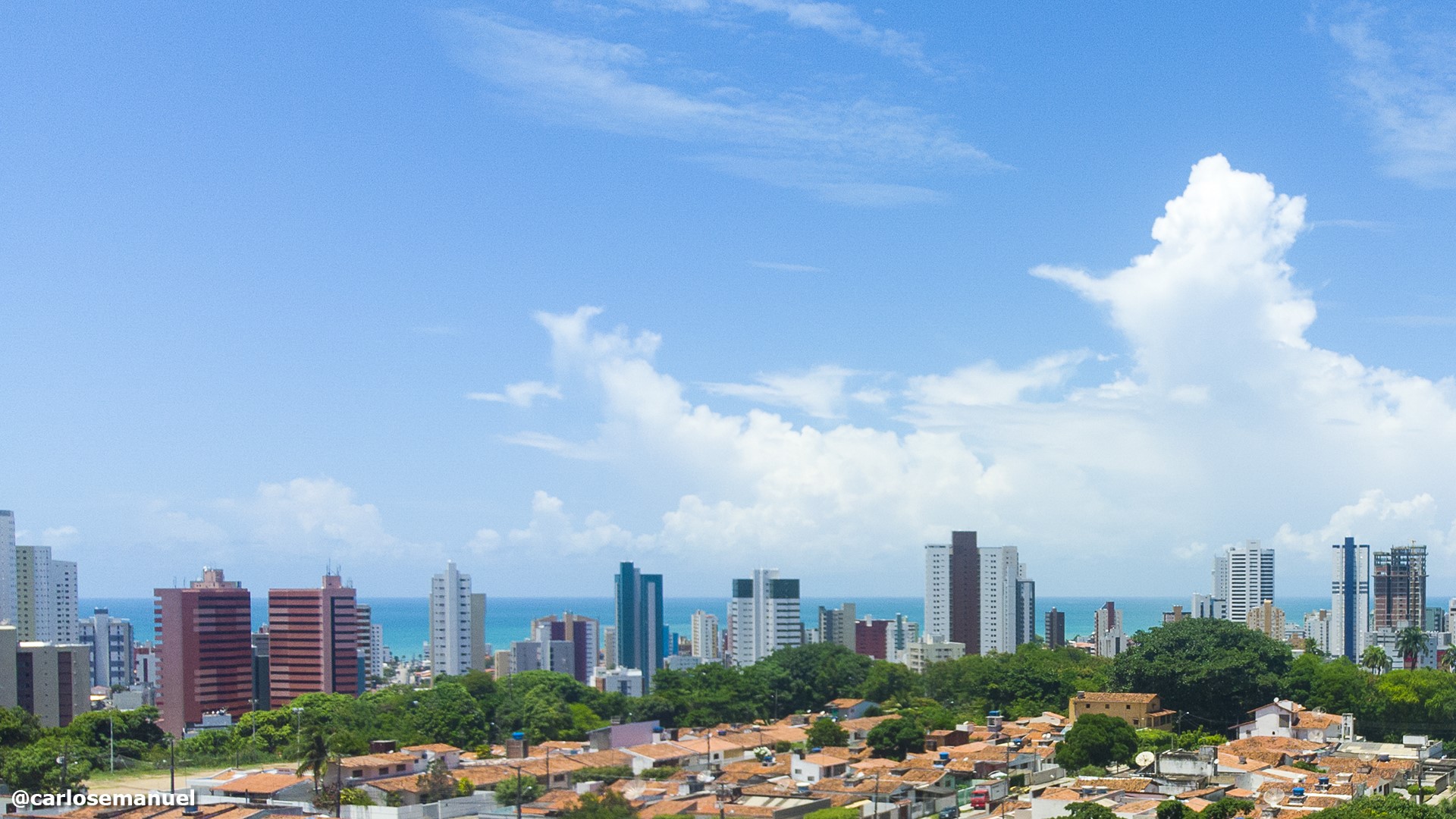 Cityscape of João Pessoa with buildings and the ocean HD Wallpaper