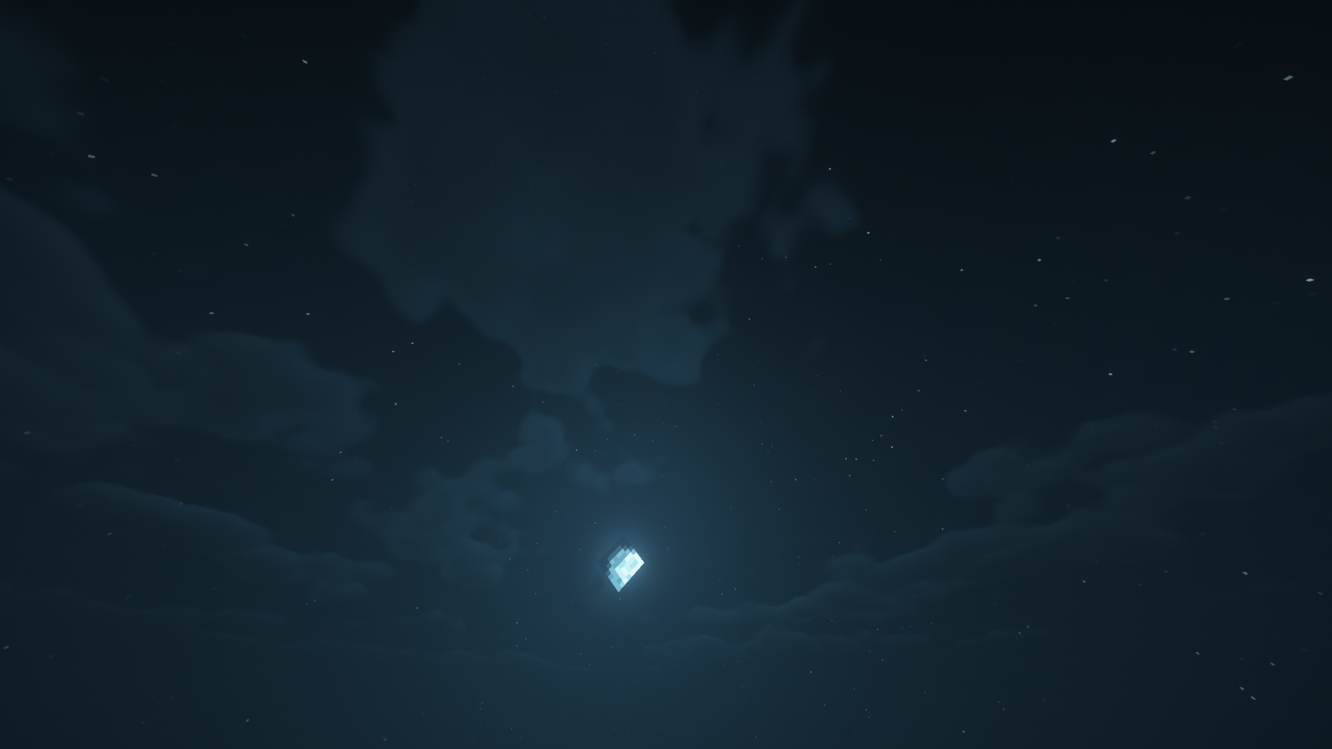 A glowing blue diamond in a starry night sky HD Wallpaper