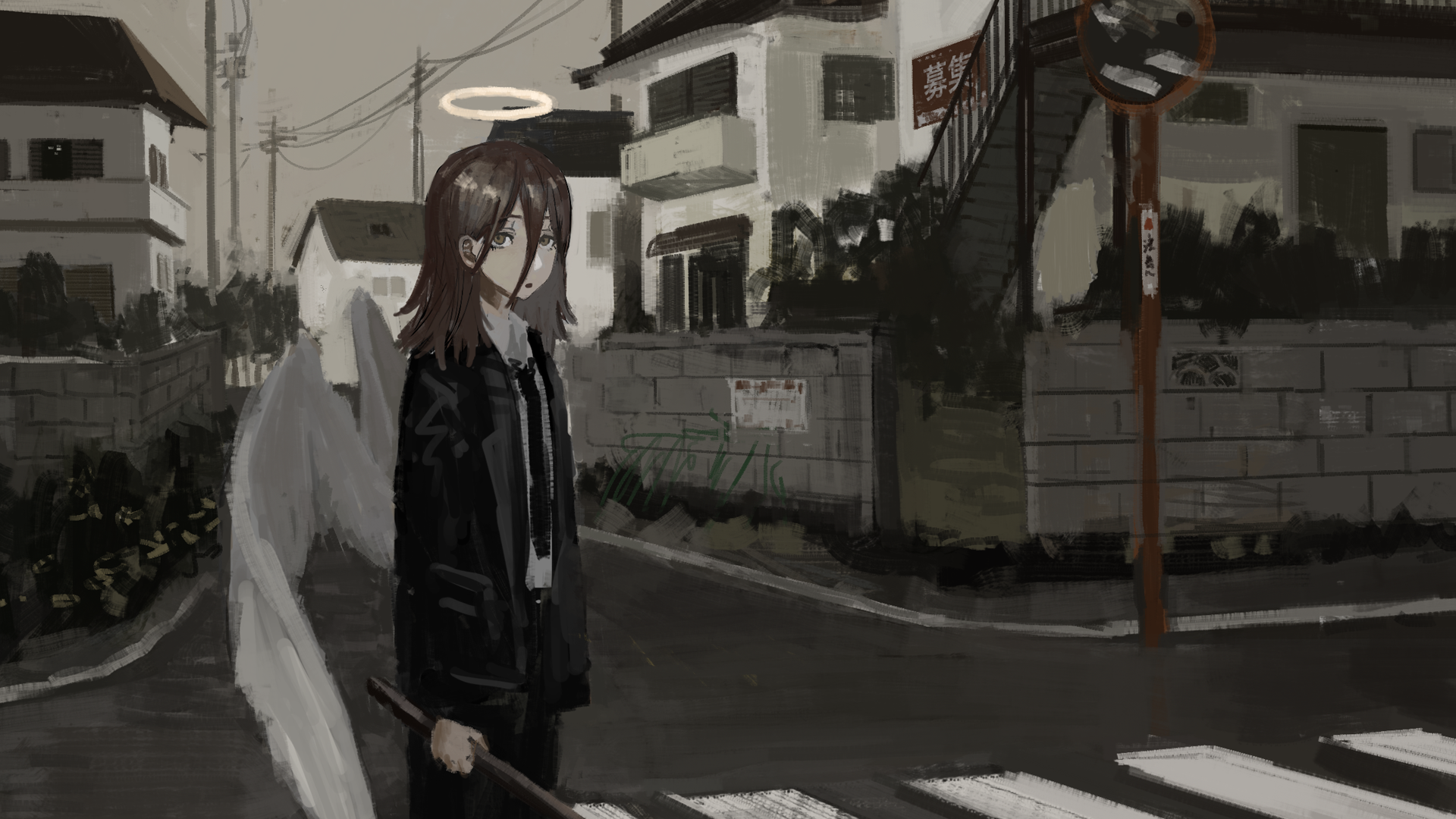 Angel Devil from Chainsaw Man in urban setting HD Wallpaper