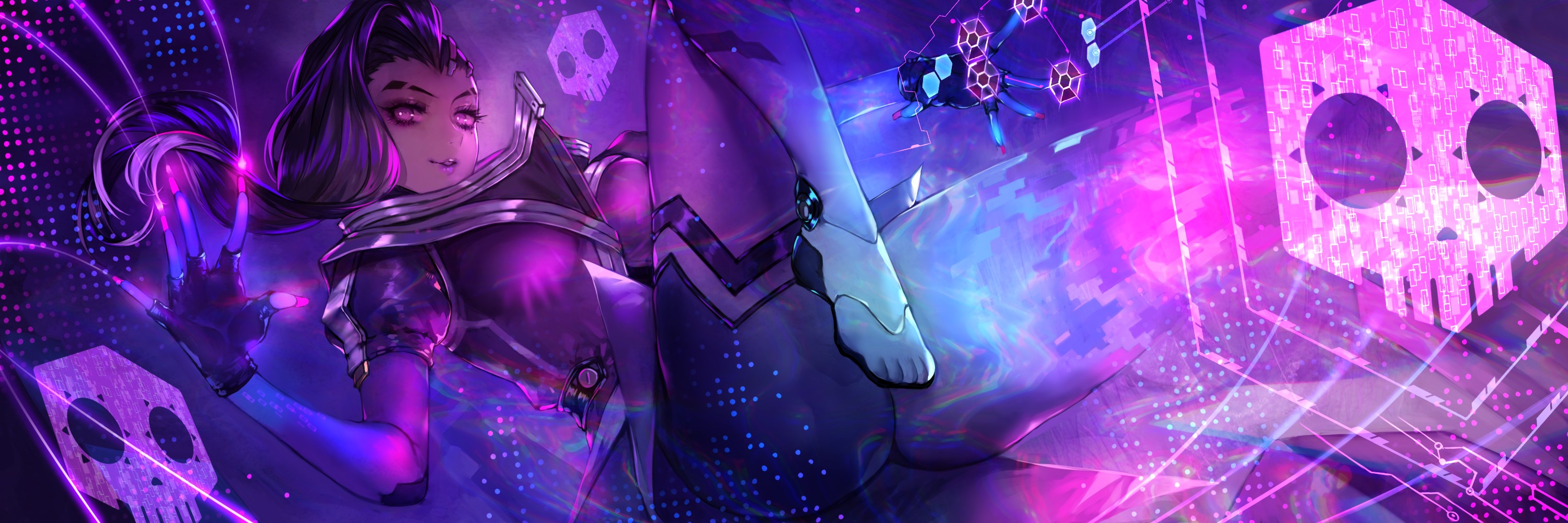 Sombra from Overwatch in digital art HD Wallpaper