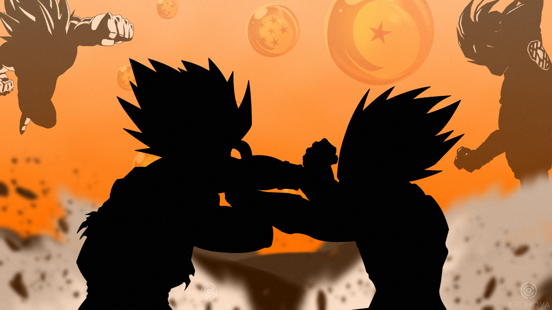 Vegeta and Son Goku fighting from Dragon Ball Z HD Wallpaper