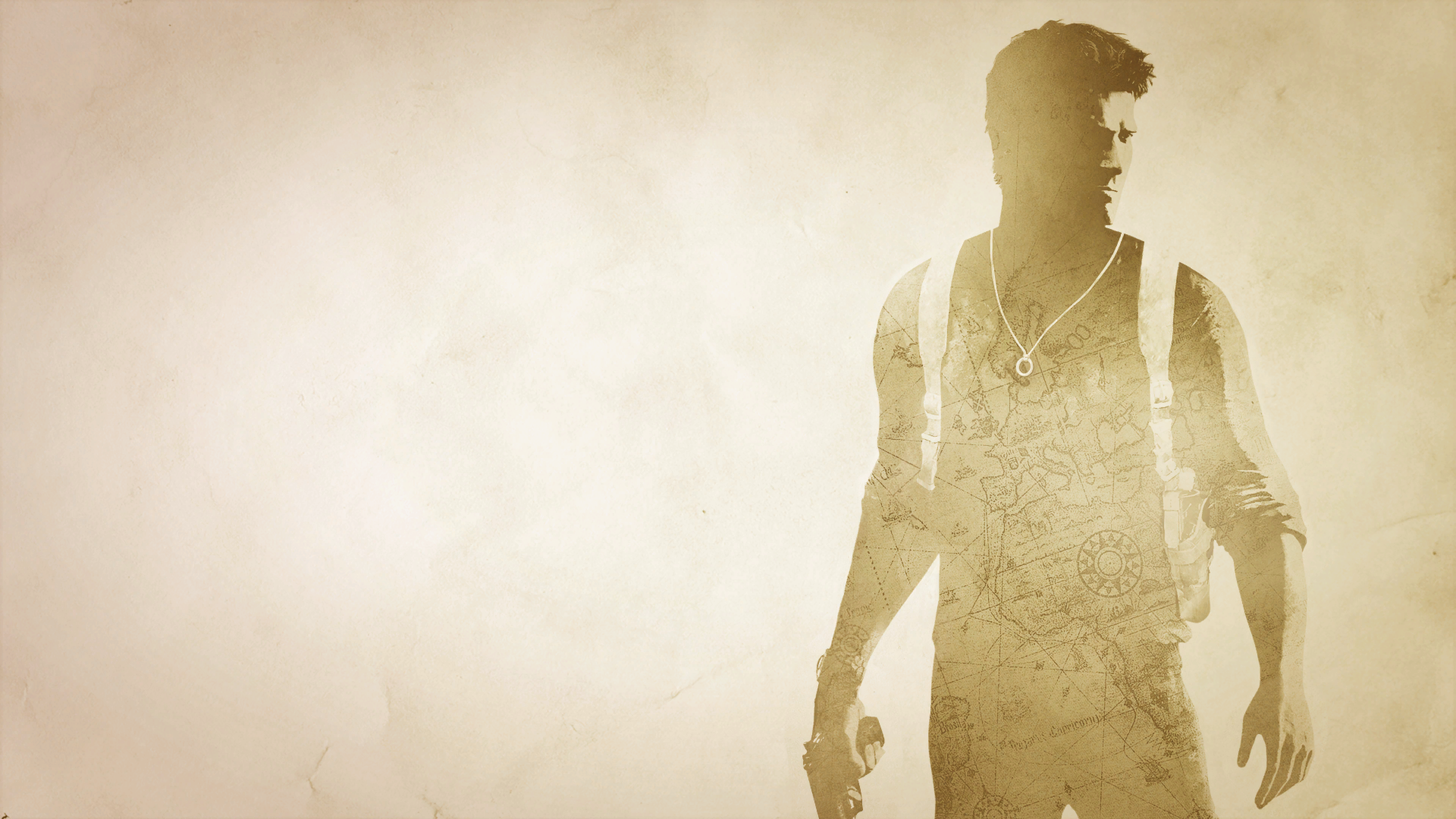 Nathan Drake from Uncharted with map overlay HD Wallpaper