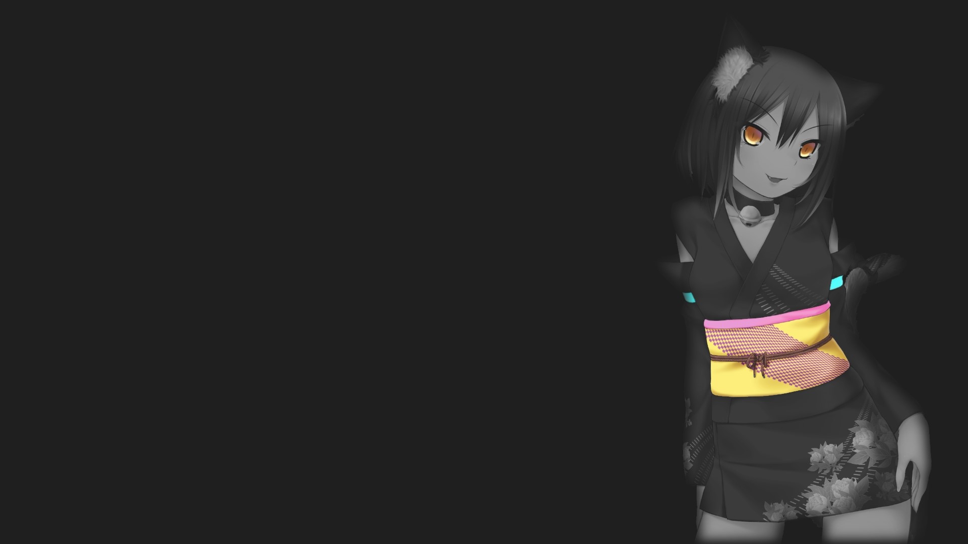 Cat girl in kimono from Huniepop HD Wallpaper