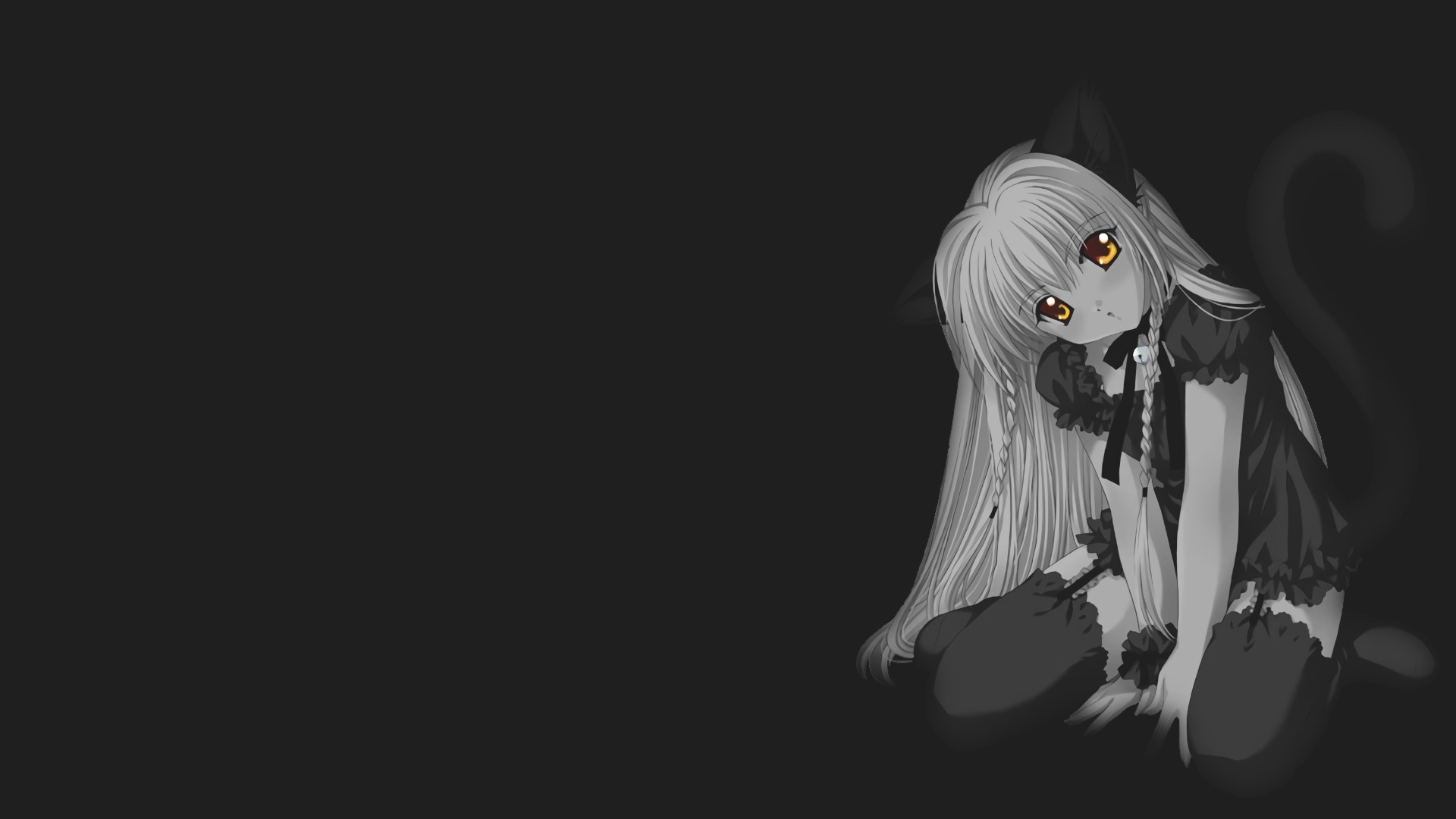 Anime girl with yellow eyes and neko ears HD Wallpaper