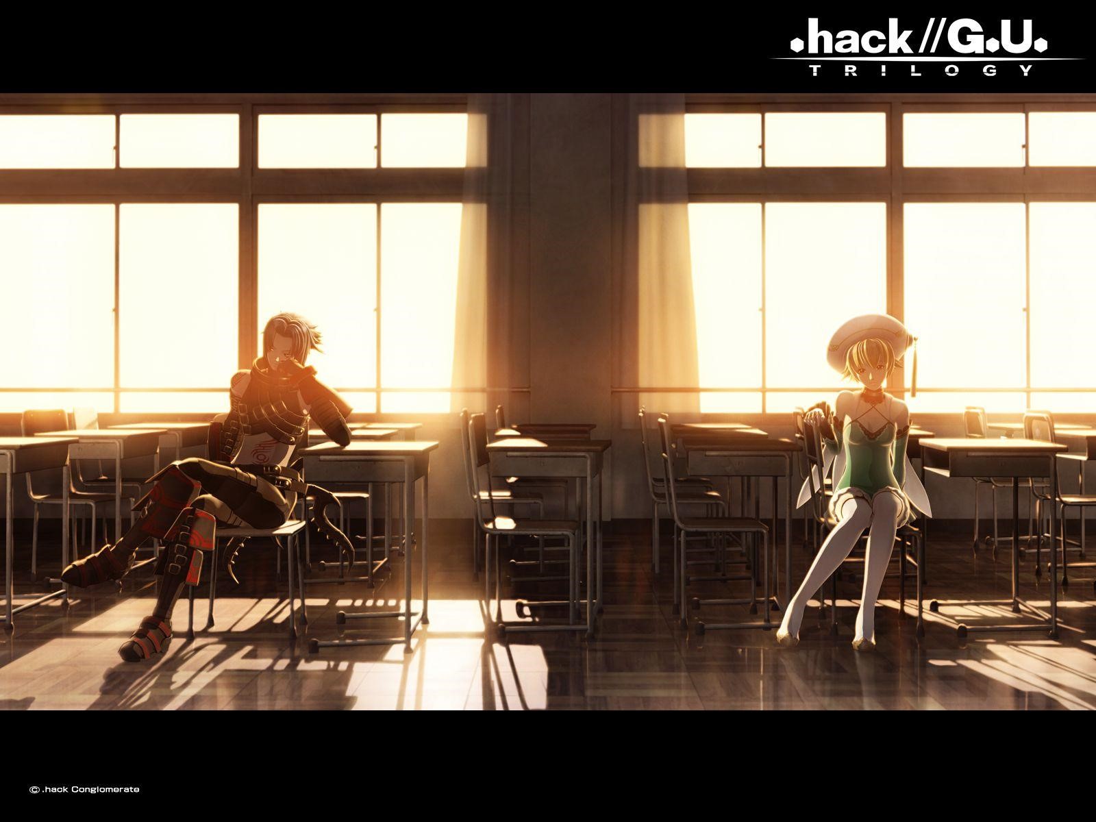 Haseo and Atoli from .hack//G.U. Trilogy in a classroom HD Wallpaper